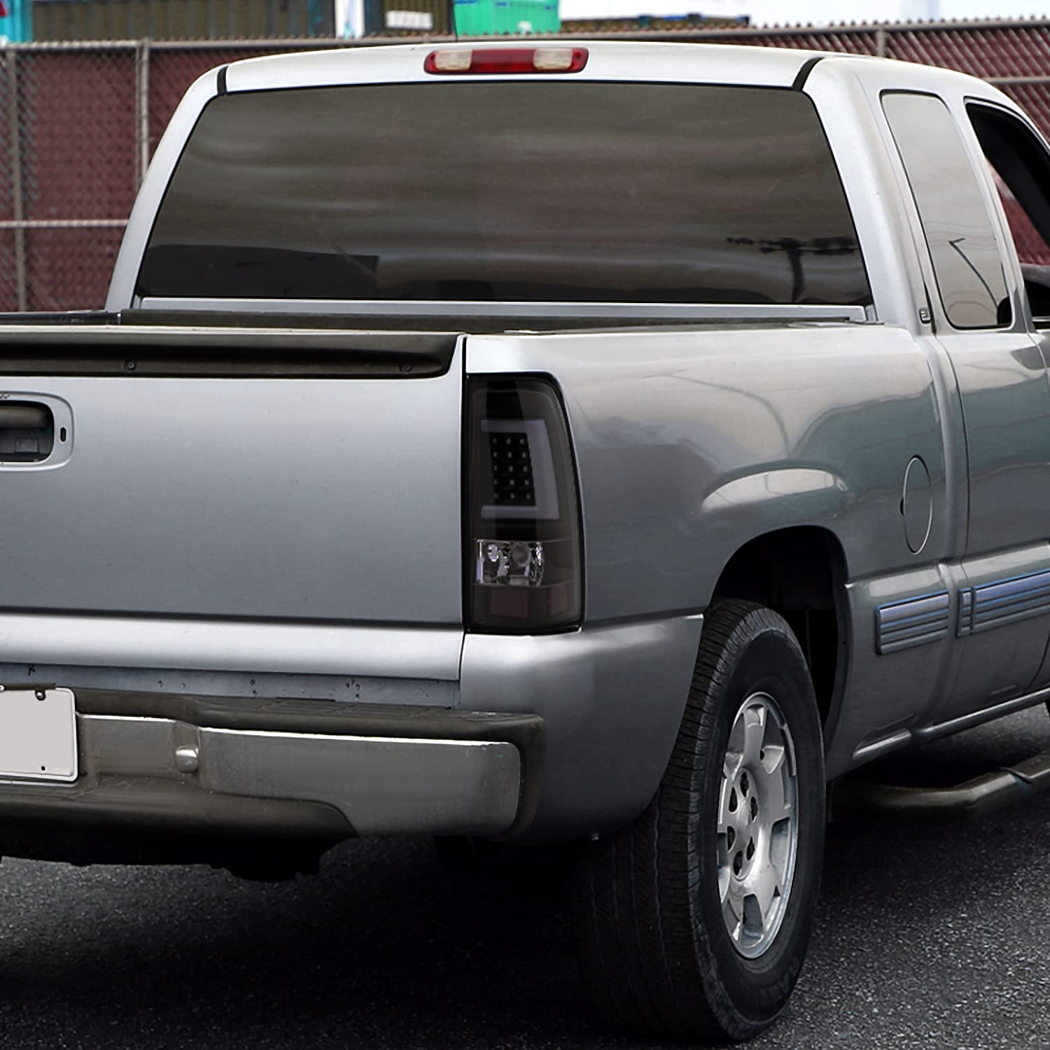 Spec-D Tuning Black Smoke LED Bar Tail Lights Compatible with 1999-2002 Chevy Silverado GMC Sierra 1500/2500/3500 Models Left + Right Pair Assembly