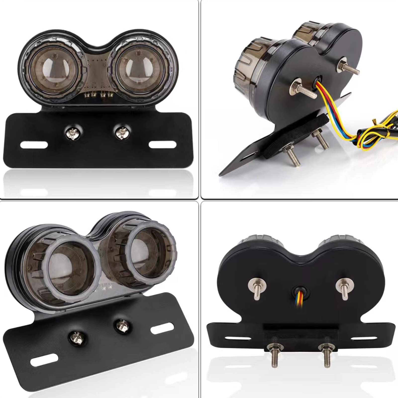 Perfectech 40W 40-Led Motorcycle Tail Light Integrated Driving&Brake Light Turn Signal Lamp With License Plate Bracket For Harley Honda Yamaha Suzuki Kawasaki (Black)