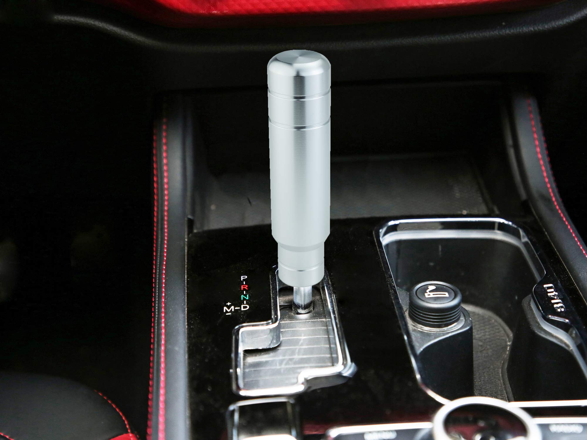 Abfer Metal Heavy Shift Knob, 5'' Aluminum Alloy Weighted Gear Lever Stick Shifter Handle Fit Most Automatic Manual Vehicle (Sil