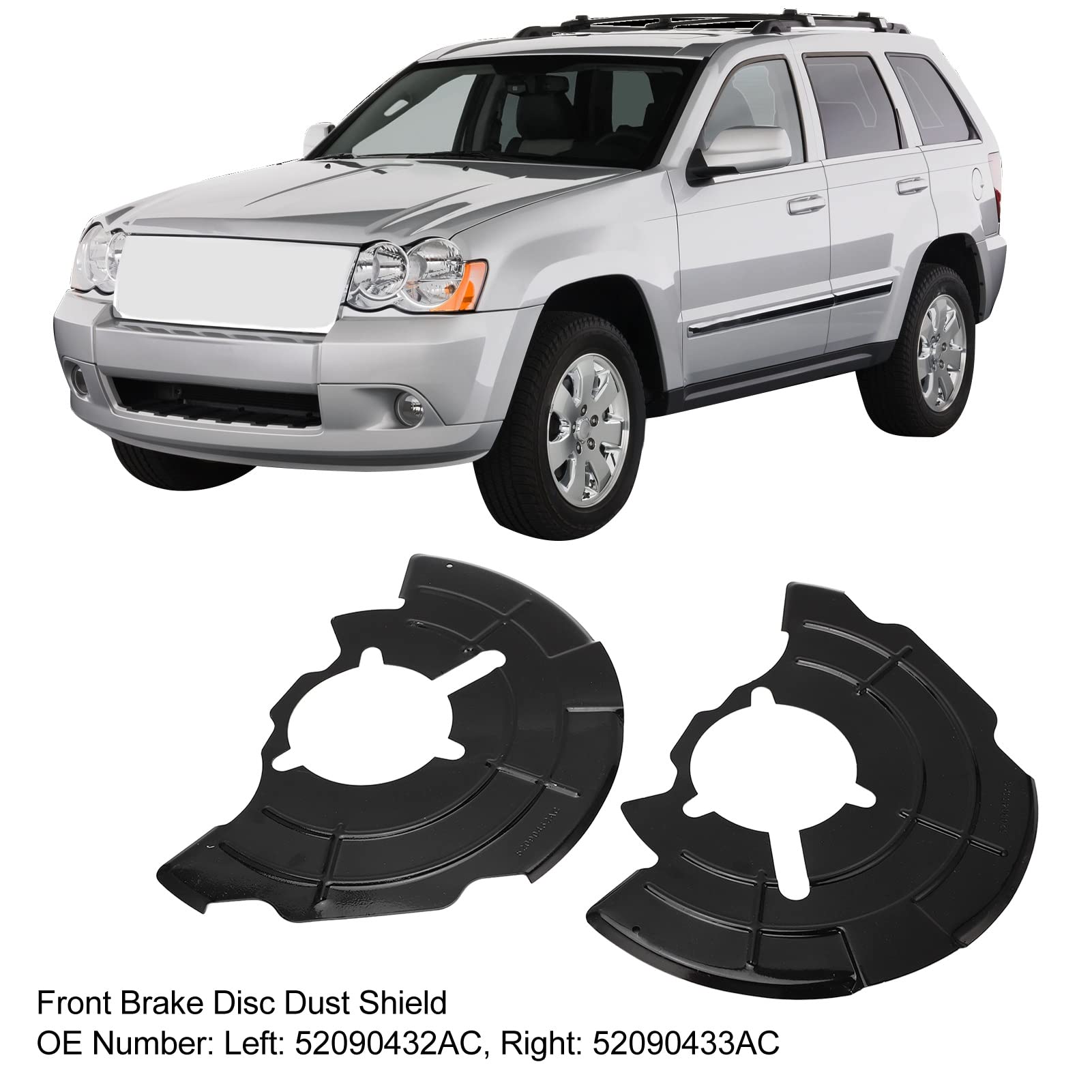 Keenso Brake Rotor Splash Dust , Front Left Right 52090433AC Brake Disc Dust Side Rotor Splash Dirt Backing Plate Replacement fo