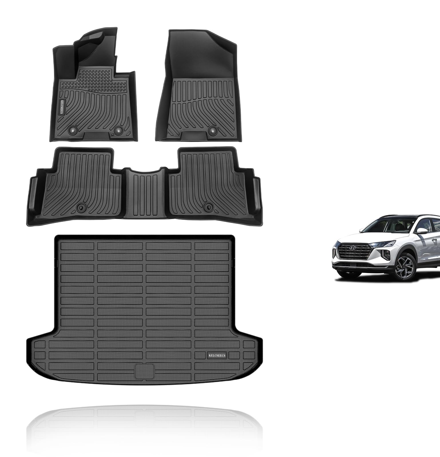 Kelcseecs All Weather Floor Mats& Cargo Liner Full Set Custom For 2021 2020 2019 2018 2017 2016 Hyundai Tucson Car Mats Automoti