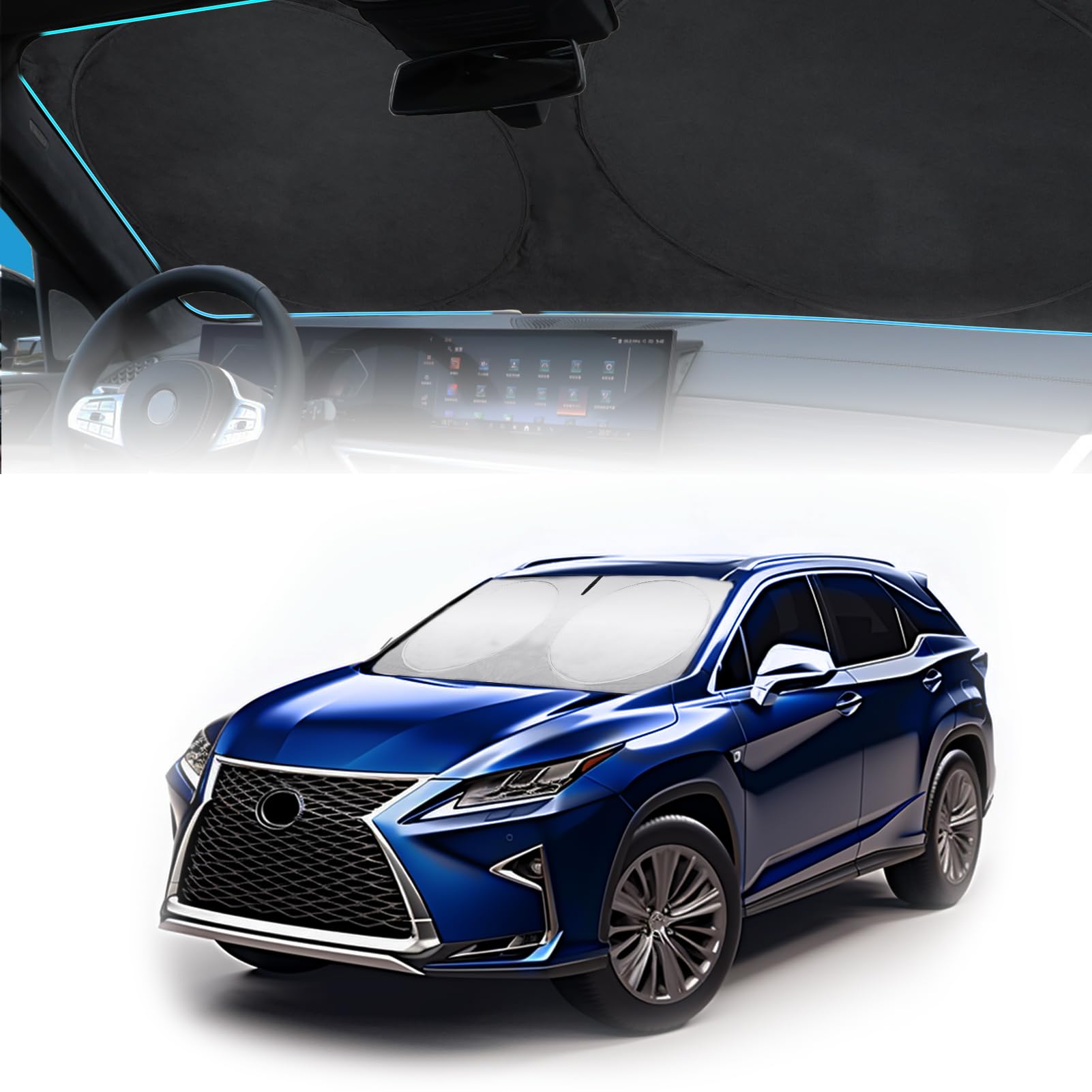 Insauto For Rx 2025 Windshield Sun Shade Sunshade Custom-Fit For Lexus Rx Suv 2016-2022 2023 2024 Windshield Cover Front Window