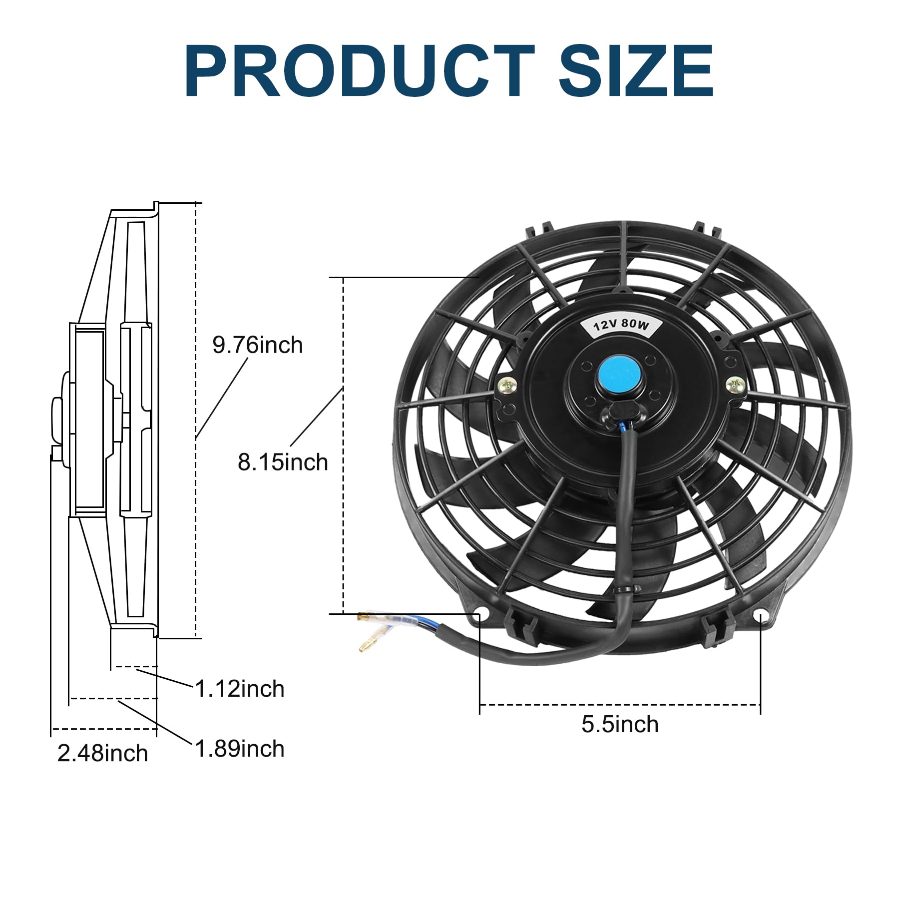 Jdmspeed New Universal Slim Fan Push/Pull Electric Radiator Cooling Engine Kit 12V 80W 9 Inch