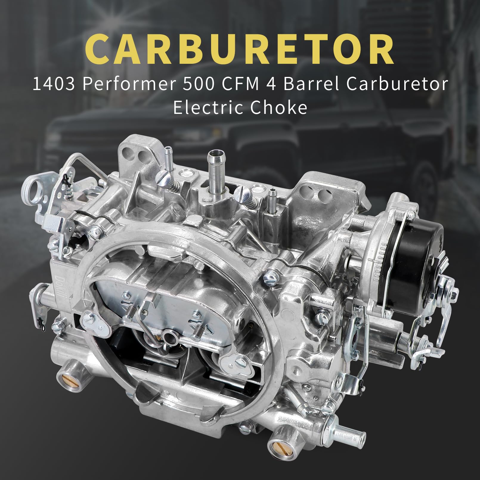 Dokili 1403 Carburetor Replacement for 500CFM 4-Barrel Square Bore Air Valve Secondary Electric Choke Compatible with Ch.evy Ch.