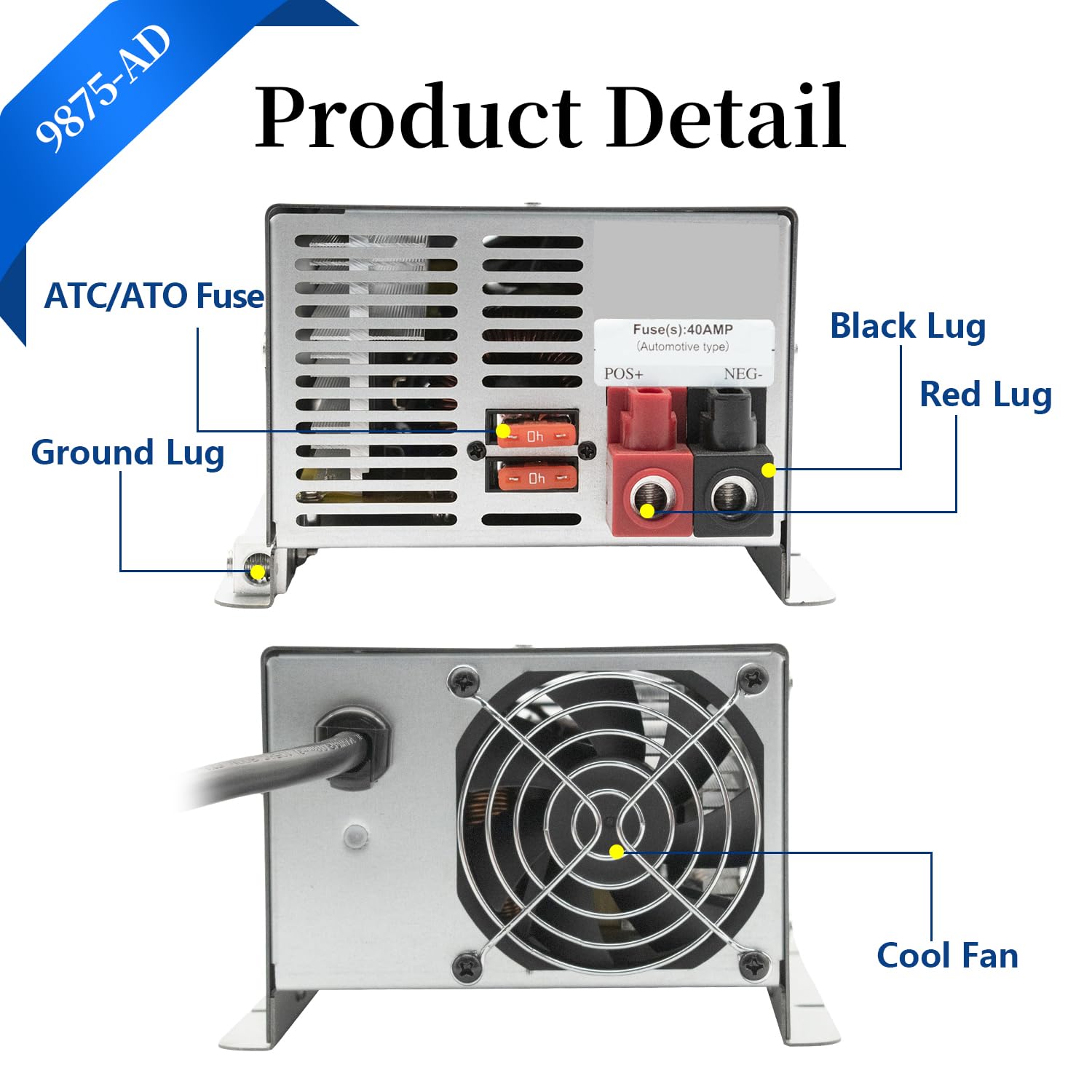 9875-AD Deck Mount Converter Replacement for RV Trailer Camper 9800 Series (75amp)
