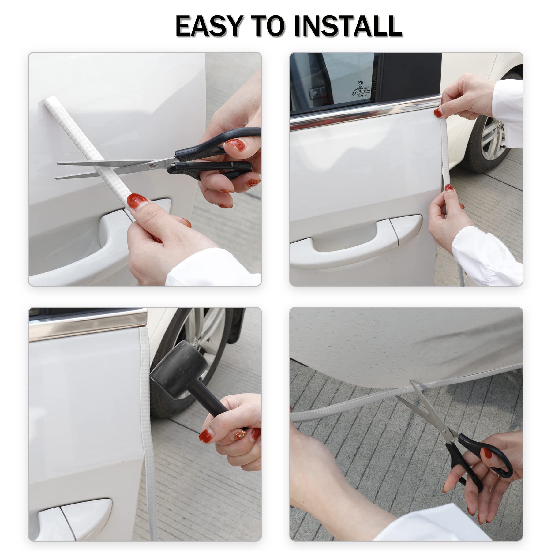Singaro 33Ft (10M) Car Door Edge Guard, No Glue Rubber Decorative Protective Strip, Car Door Entry Protector, Applicable To Car, Truck, Suv And Atv, Car Exterior Accessories(White)