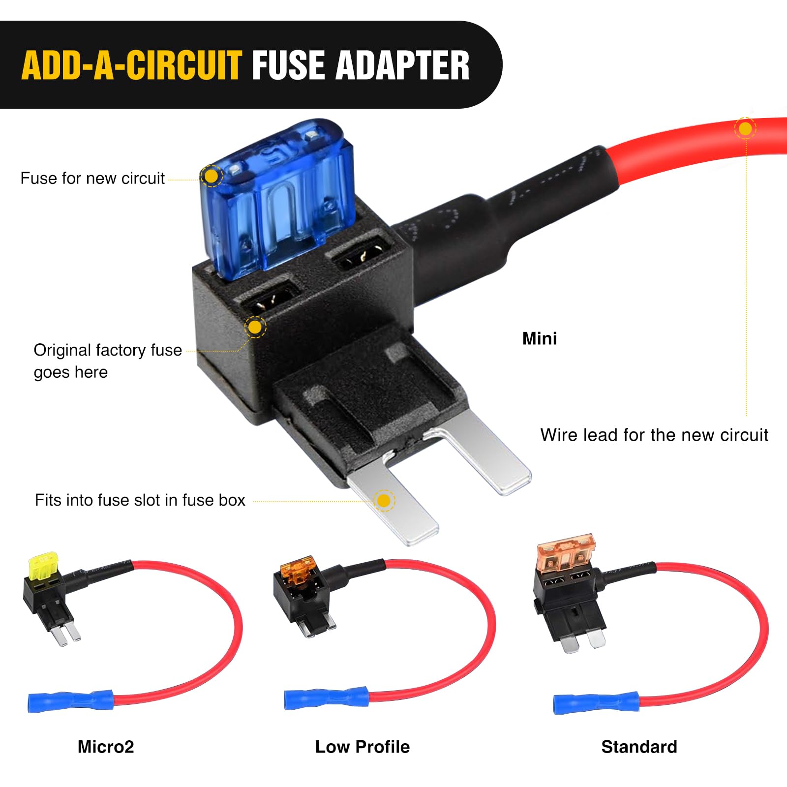 Nilight 24 Pcs 12V Car Add-A-Circuit Fuse Tap Standard Mini Micro2 And Low Profile Fuse Taps 4 Types Ato Atc Atm Apm Fuse Holder