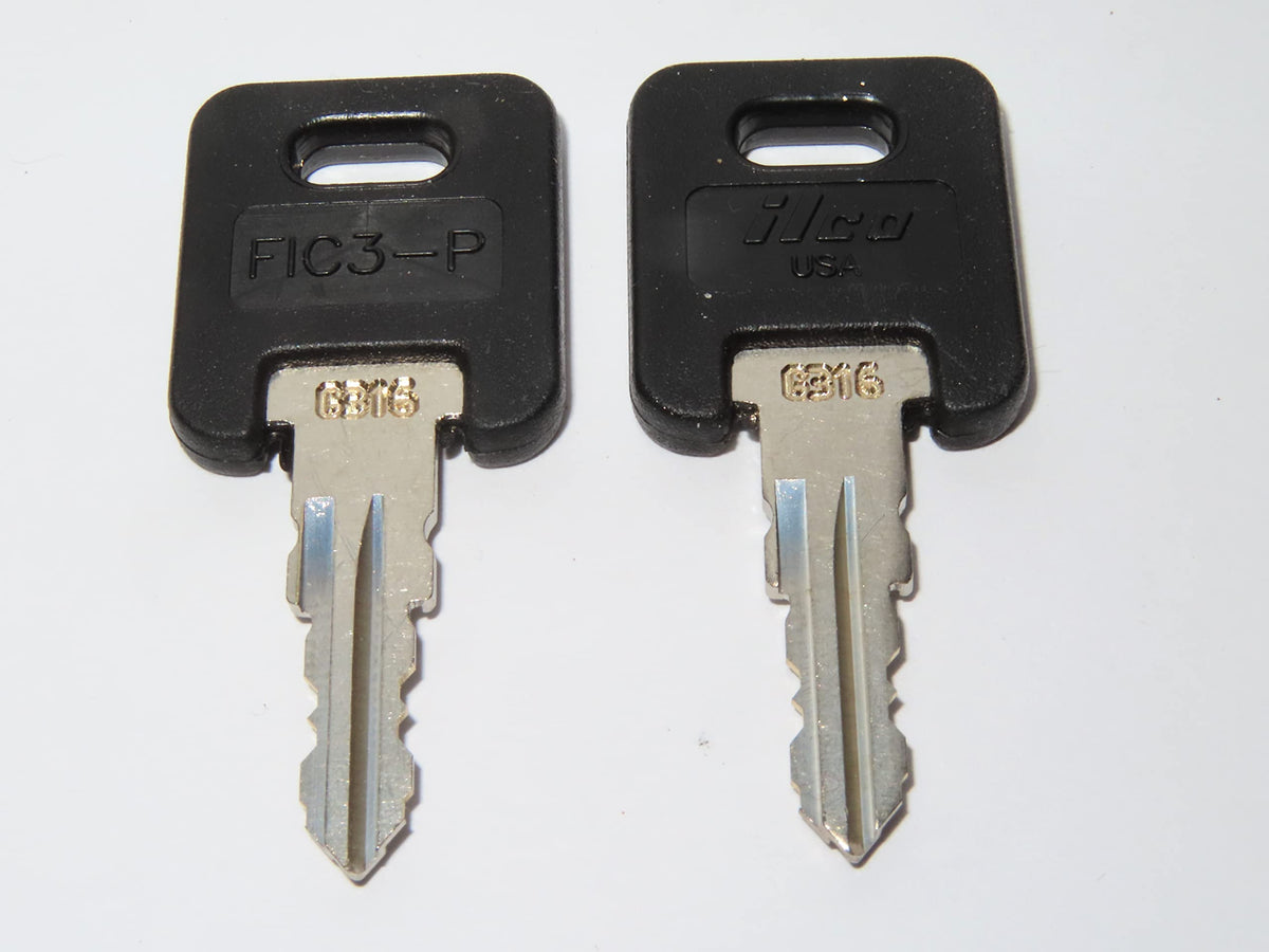 Global Link Rvs Motorhome Trailer Keys 2 Black Top Keys Cut To Key/Lock Number From G301 To G351 Ilco Black Top Fic3P Keys For G