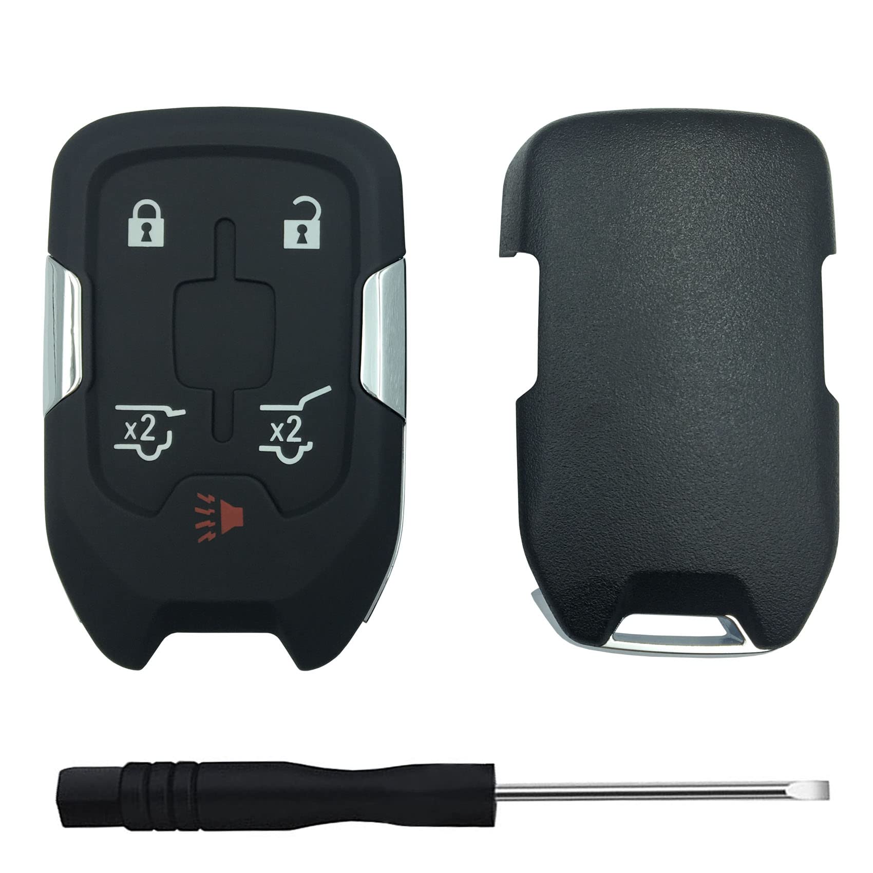 Replacement Keyless Entry Remote Key Fob Shell Case For Gmc Yukon Chevy Tahoe Suburban Silverado Car Key Fob Cover (5 Button-A)