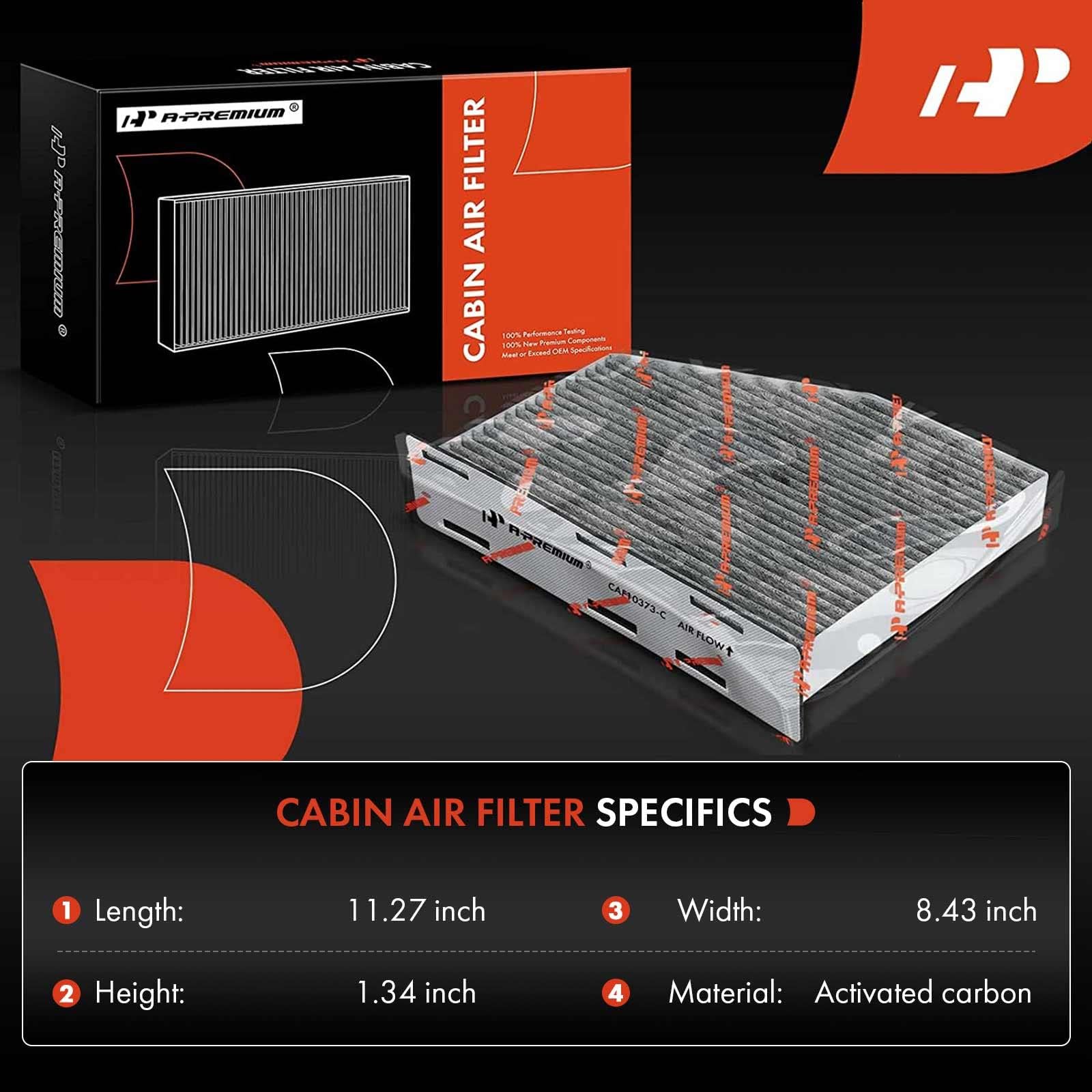 A-Premium Cabin Air Filter with Activated Carbon Compatible with Volkswagen Jetta, Passat, Golf, Tiguan, Beetle, CC, Eos, GTI, R