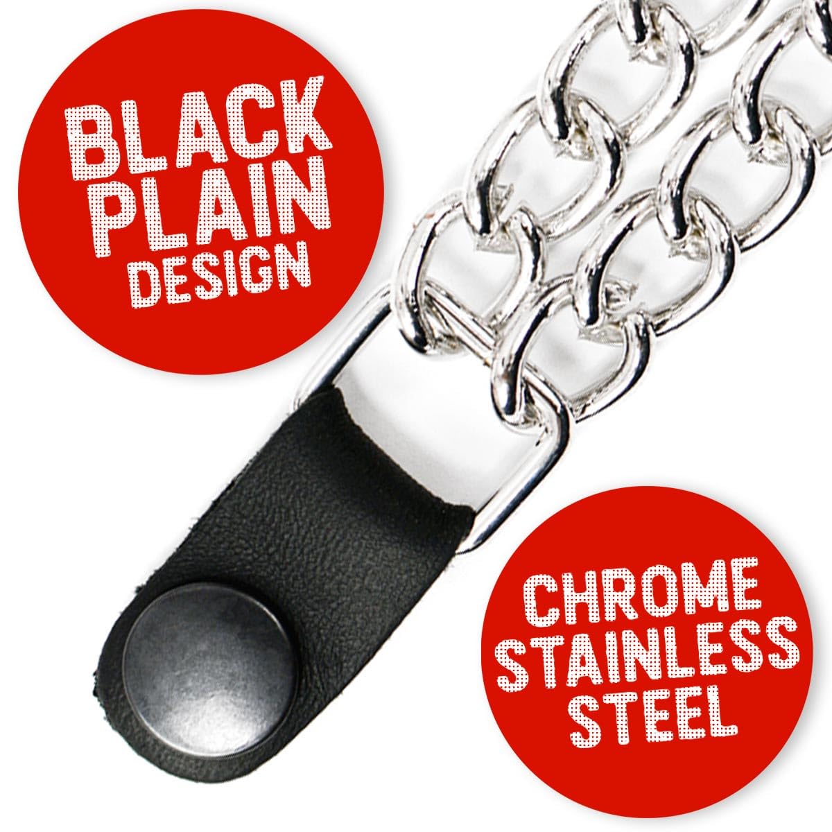 Milwaukee Leather Black Medallion Vest Extender - Double Chrome Chains Genuine Leather 6.5 Extension 4-PCS MLA6016SET - 4 Inch