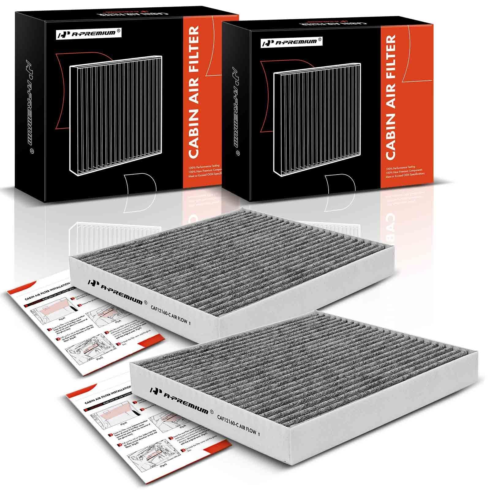 A-Premium 2-PC Cabin Air Filter with Activated Carbon Compatible with Hyundai & Kia - Kona 18-22, Tucson 16-21, Veloster 19-21, Venue 20-23, Seltos 21-23, Soul 20-23, Sportage 17-22