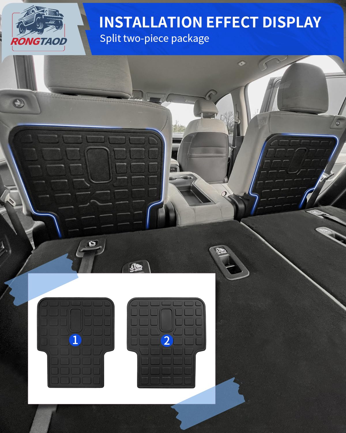 Rongtaod Back Seat Cover Protector Compatible with 2023 2024 2025 Honda Pilot 7&8 Seats Back Seat Cover Kick Mat Trunk Mat Cargo