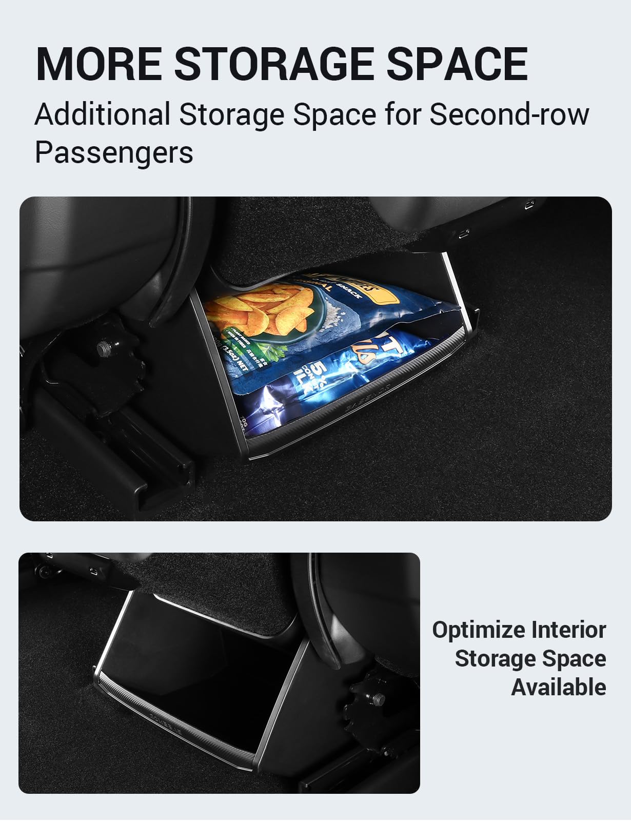 Basenor 2024 2025 Tesla Model 3 Rear Trash Can Center Console Organizer [Carbon Edition] Backseat Storage Box Rear Middle Bin 2N