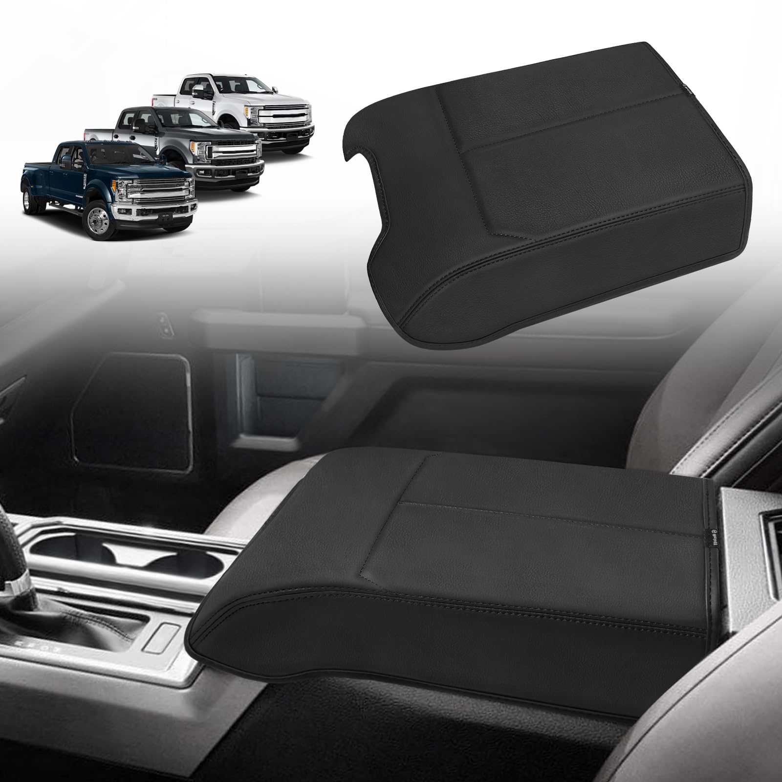 Muslogy Center Console Armrest Cover Compatible With Ford F250 F350 F450 2017-2022 Super Duty Comfort Armrest Pad Arm Rest Cushi