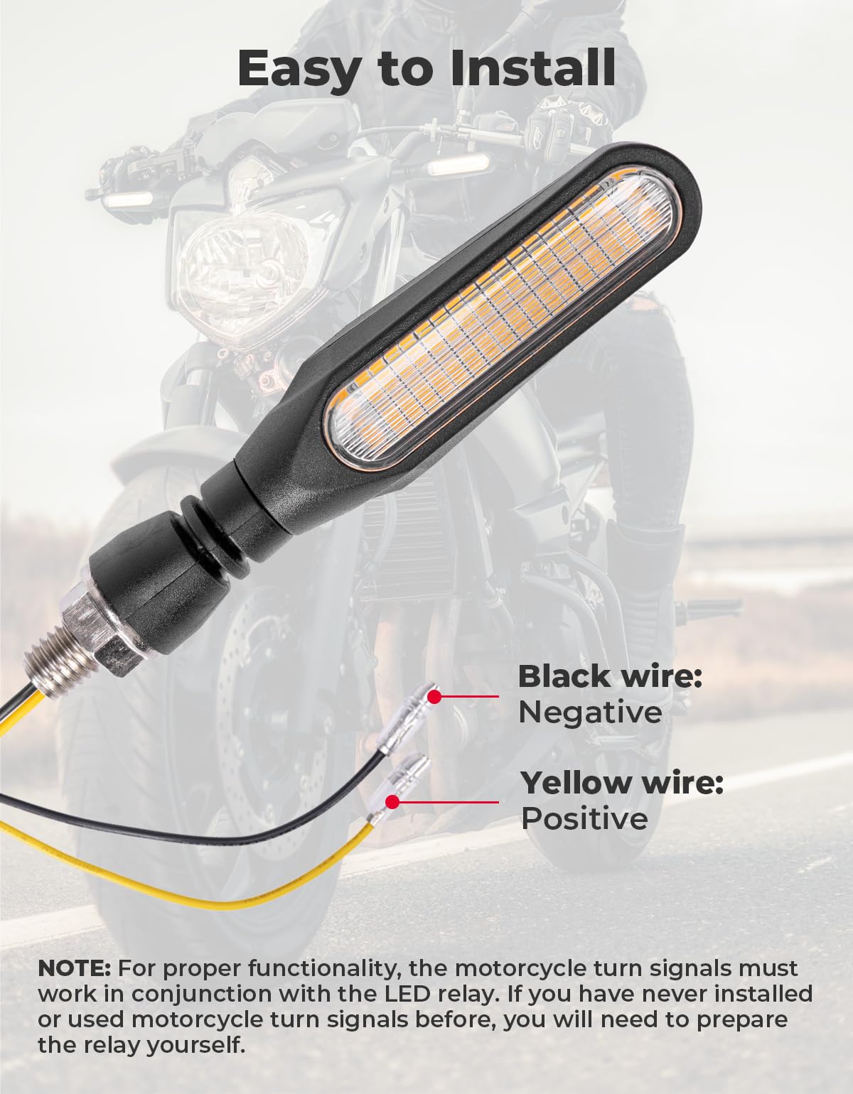 KEMIMOTO Motorcycle Turn Signals Light, 12V Universal Motorcycle Turning Indicators, 36 LED Bulbs for Motorbike Scooter Cruiser