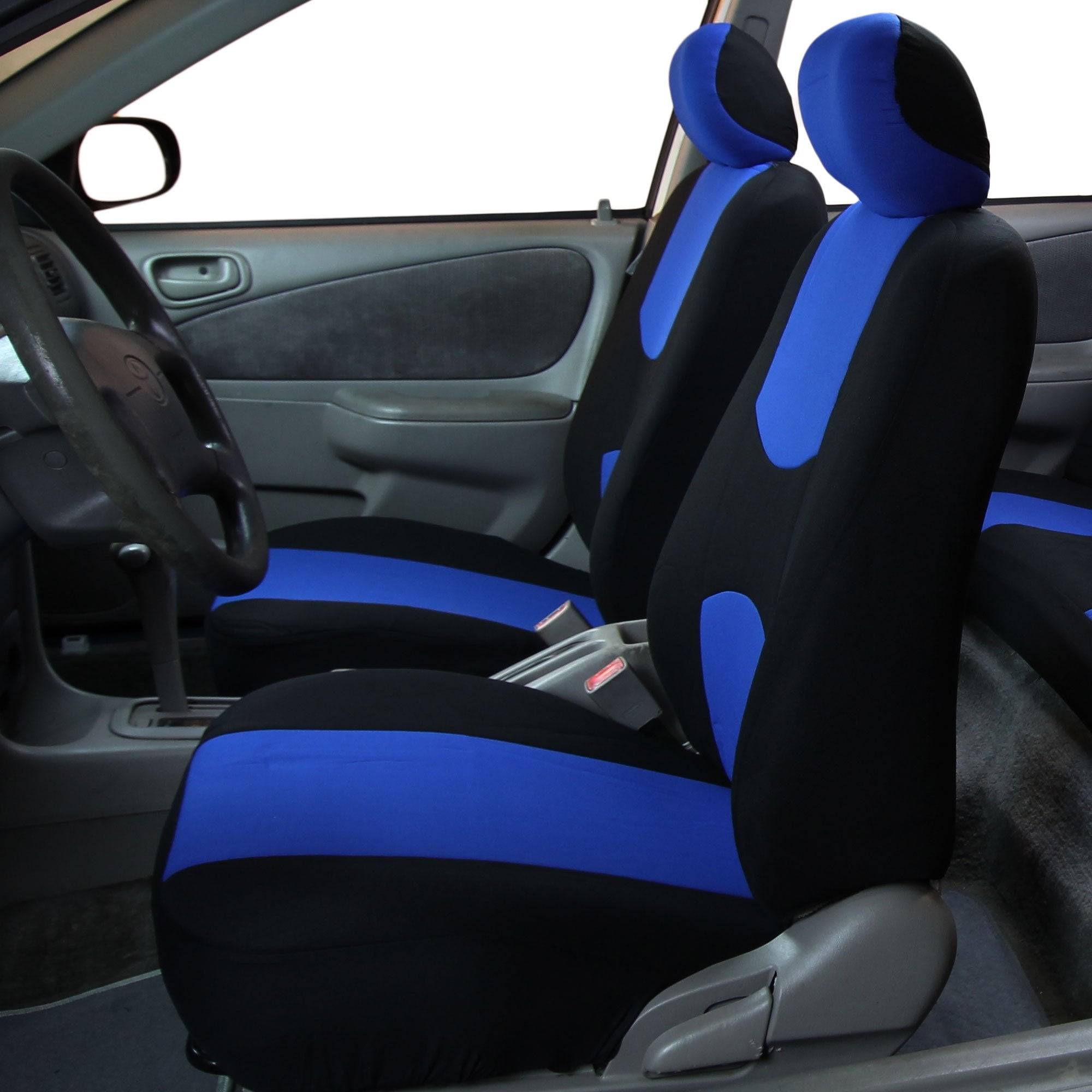 Fh Group Automotive Seat Covers Flat Cloth Full Set Blue Combo Small Car Seat Cover Design, Rear Solid Bench Universal Fit And C