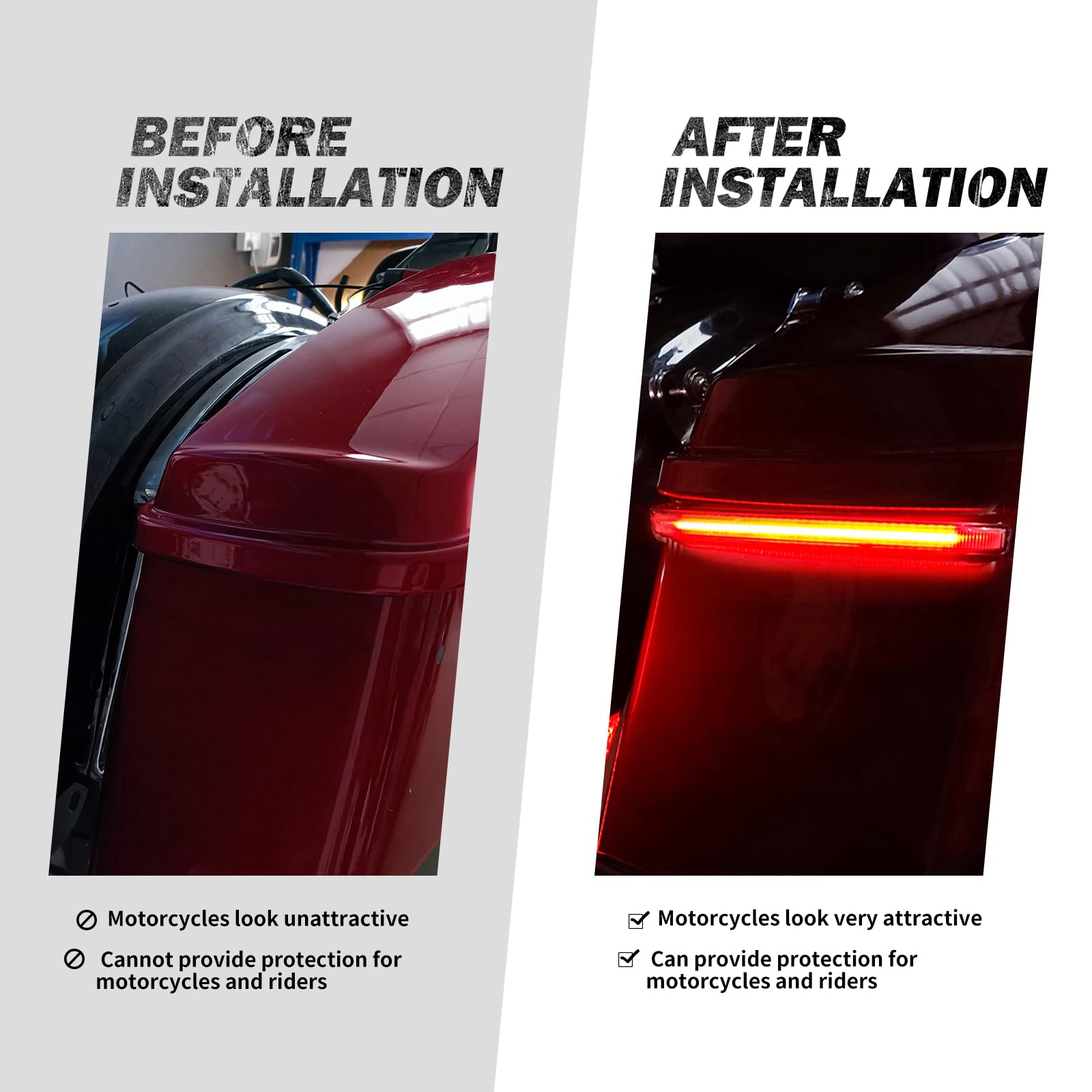 HDBUBALUS Motorcycle Saddlebag Lights Sequential Turn Signal Smoke Running Brake Tail Light Fit for Harley Touring Street Gilde