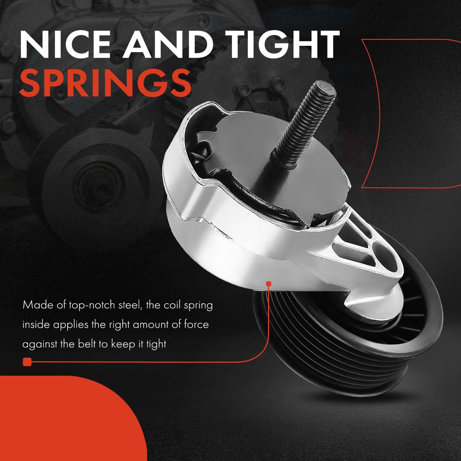 A-Premium Belt Tensioner Assembly With Pulley Compatible With Dodge Ram 1500 2500 1994-2003 & Jeep Grand Cherokee 1993-1998, Rep