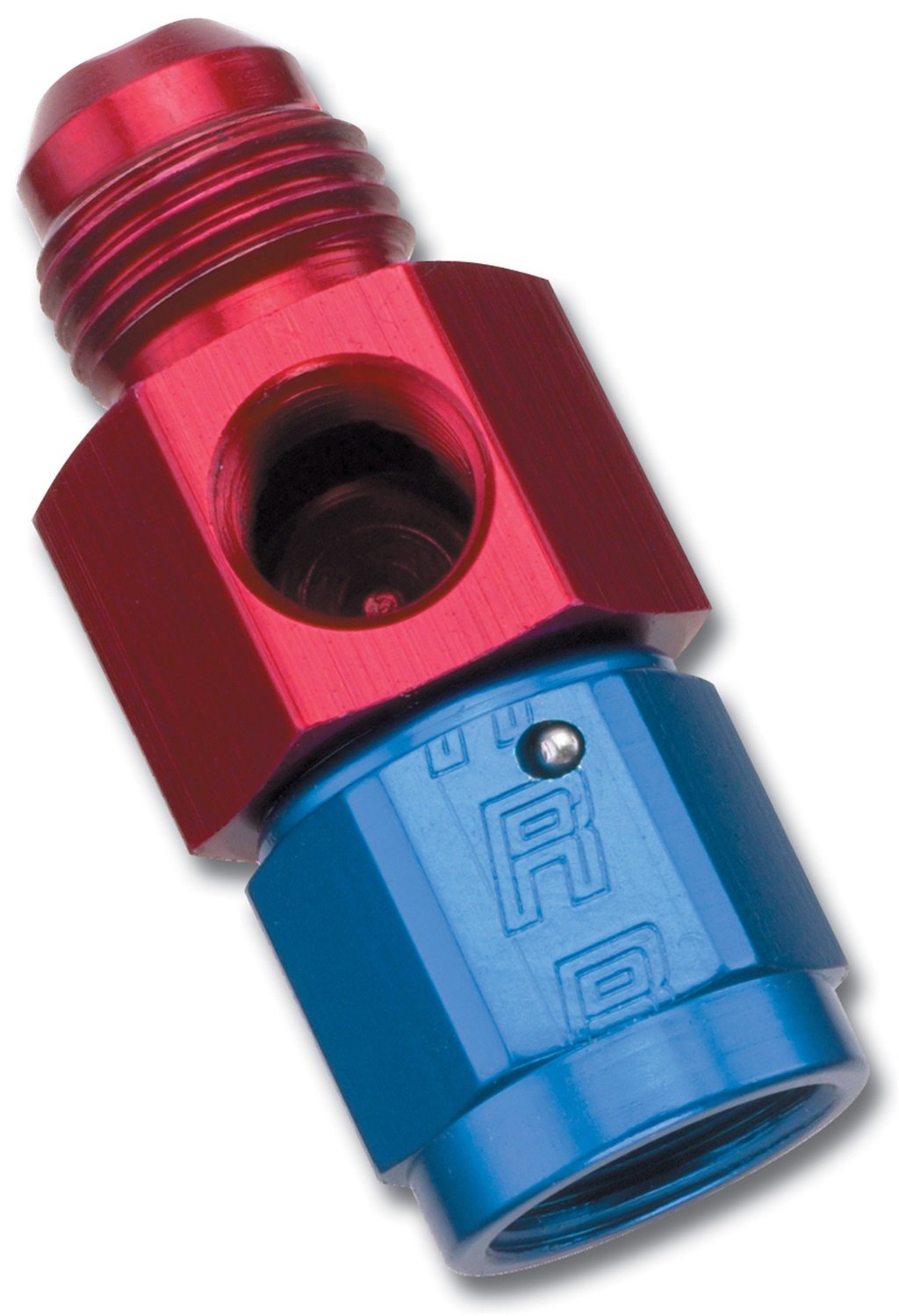 Russell 670350 Red And Blue Anodized Aluminum -8An Fuel Pressure Take Off Fitting