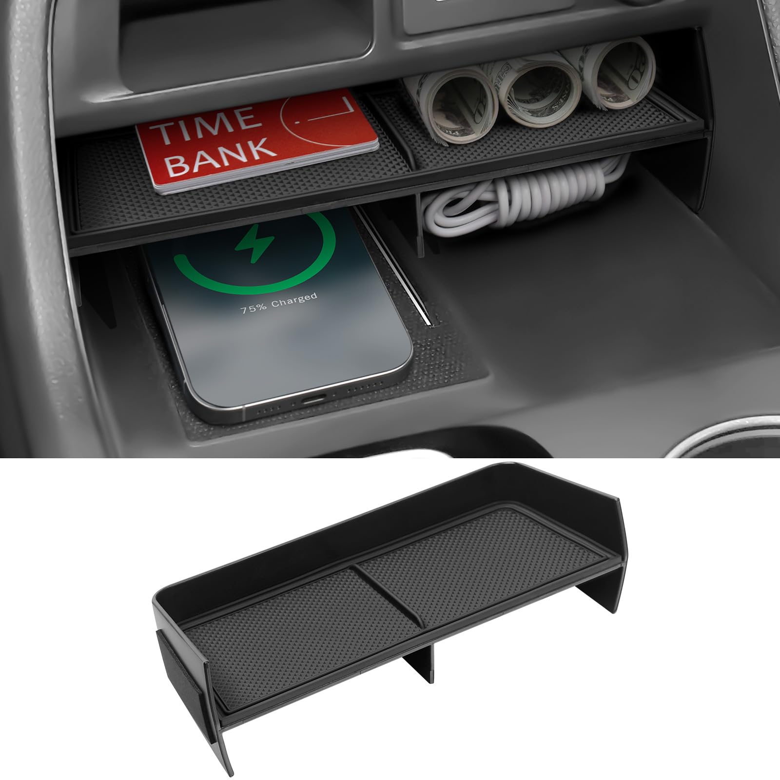 YOJOJOCO Center Console Tray Organizer Compatible with Honda 2023 2024 2025 2026 Pilot & 2026 Passport Accessories Black ABS Pla