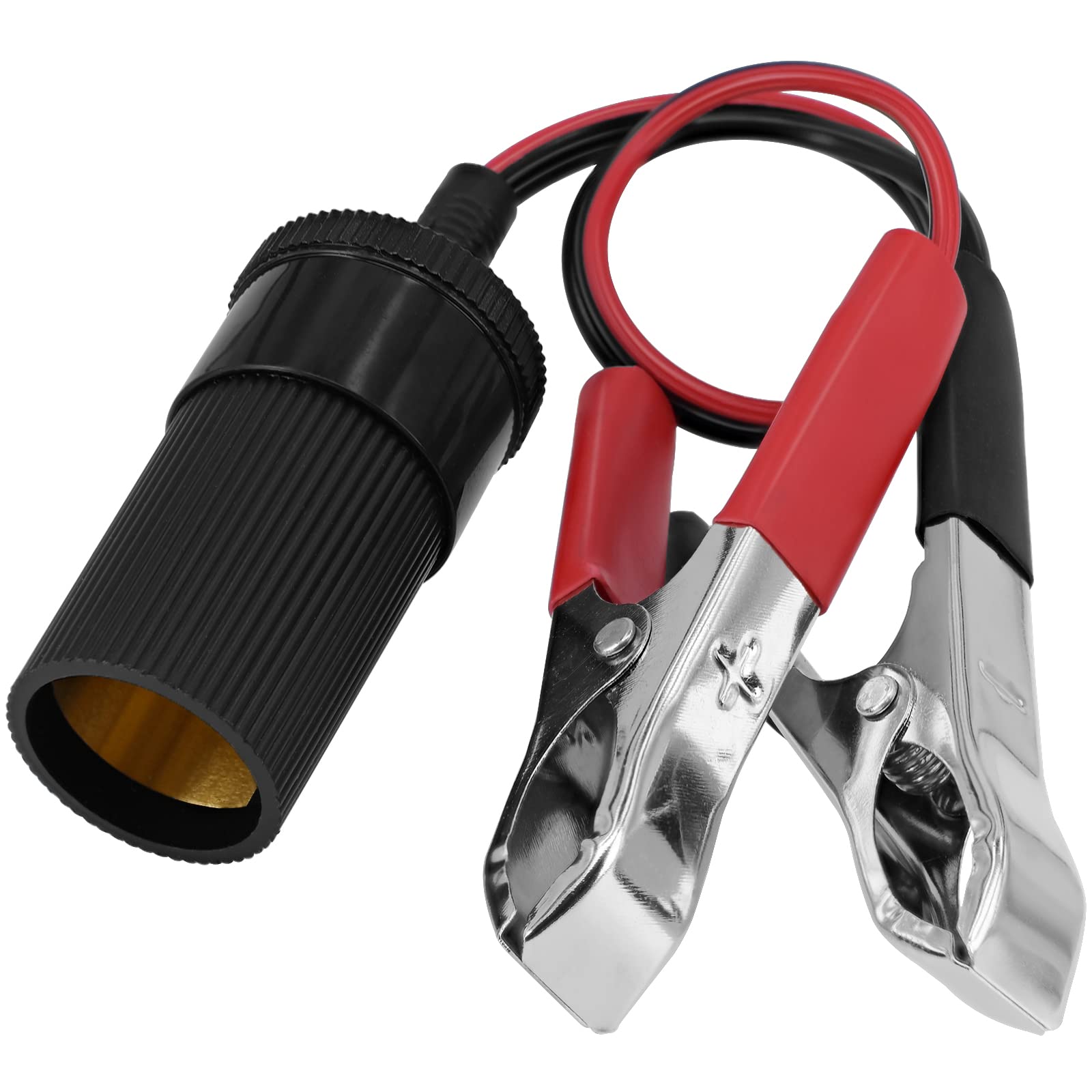 Yeworth 11.8 Inch/0.3m 12V Battery Terminal Clip-on Car Cigarette Lighter Socket Female Adapter, Cigarette Splitter Plug Extensi