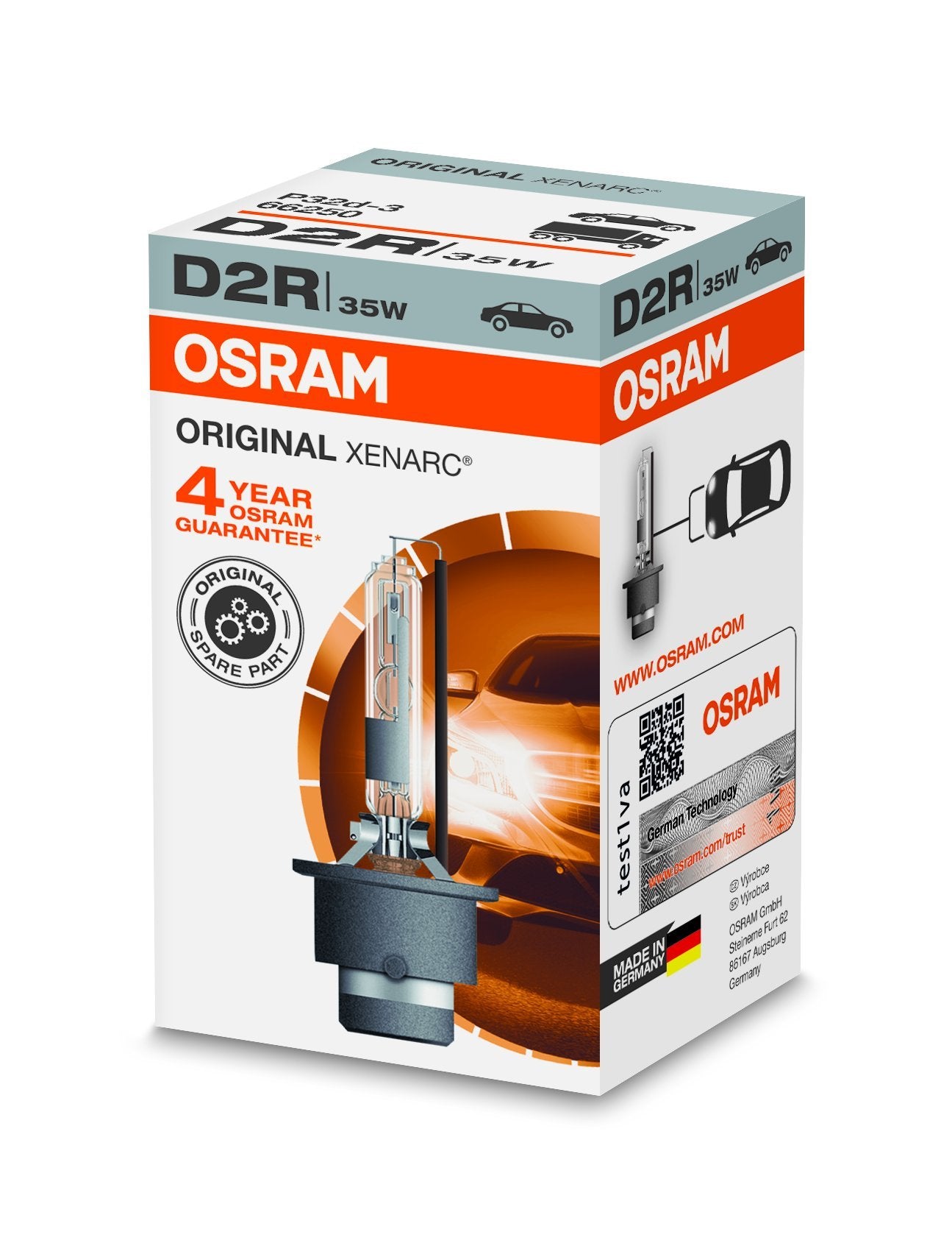 Osram Xenarc Original D2R Xenon Headlamp Bulb 66250 +100% 4150K 1 Piece In Folding Box