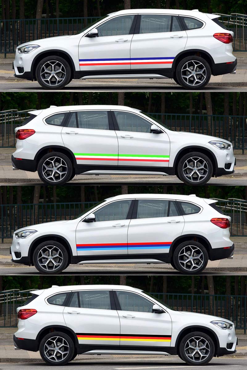 Lzlrun 3Inches X 118Inches Stripes Rally Side Hood Racing Motorsport Vinyl Decal Sticker Strip Bumper Engine Cover (Italian Flag Stripe Decal Sticker)