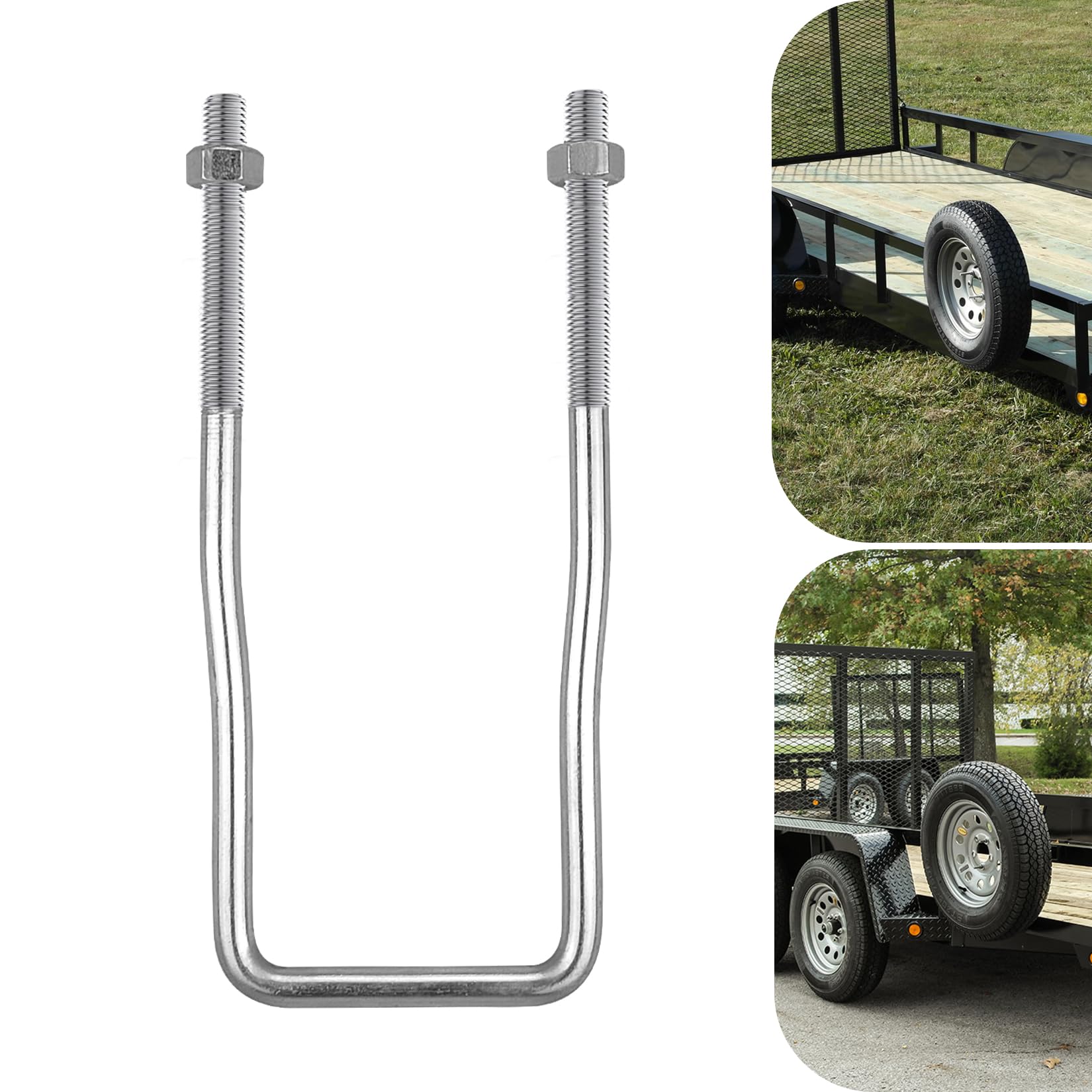 VIAGL U-Bolt Trailer Spare Tire Bracket, Spare Tire Carrier Galvanized Threaded Spare Tire Mount Bracket Side Mount 4 or 5 Lugs 