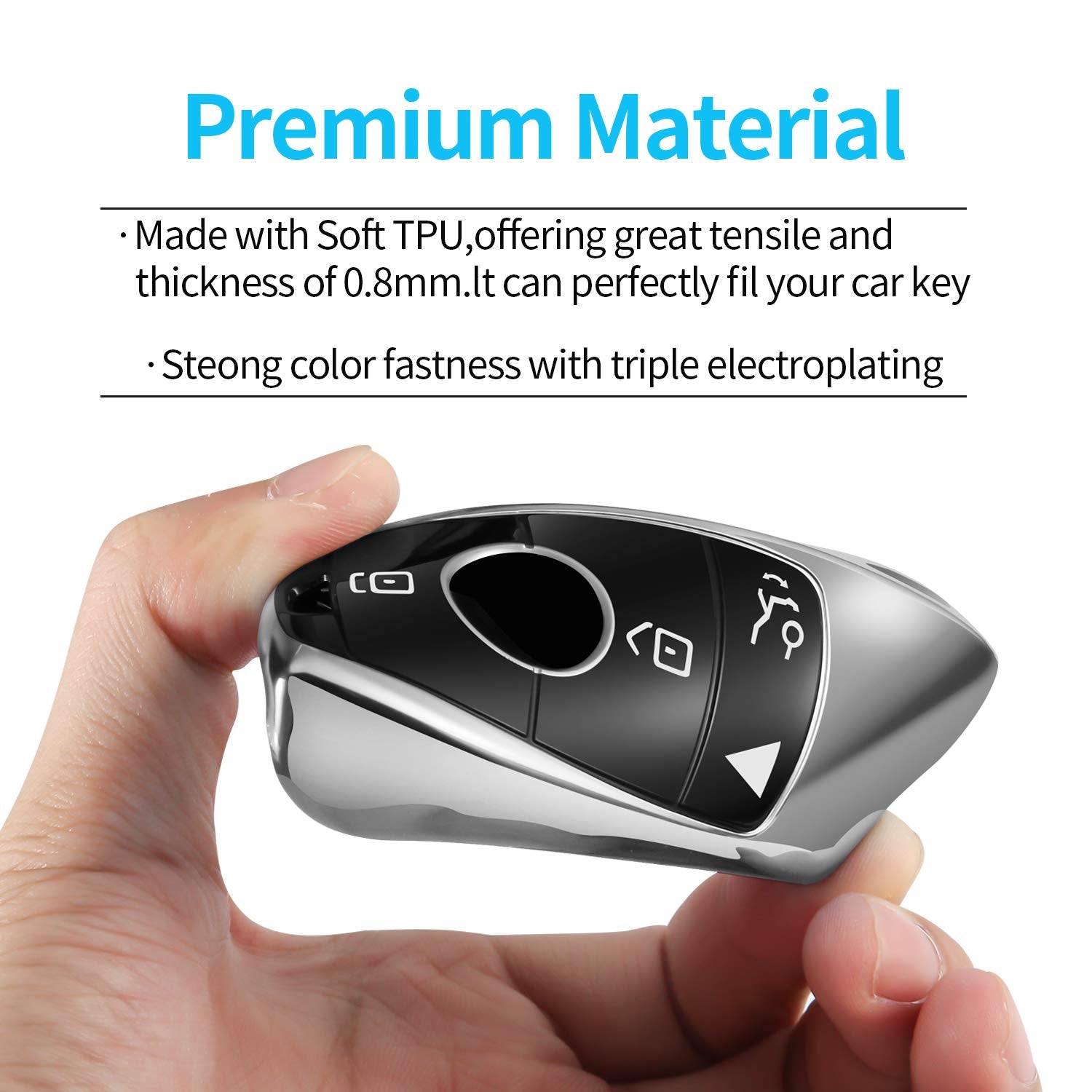Tukellen For Mercedes Benz Key Fob Cover,Special Soft Tpu Key Case Protector Compatible With 2017-2023 E-Class 2018-2021 S-Class 2019-2023 A-Class C-Class G-Class-Silver