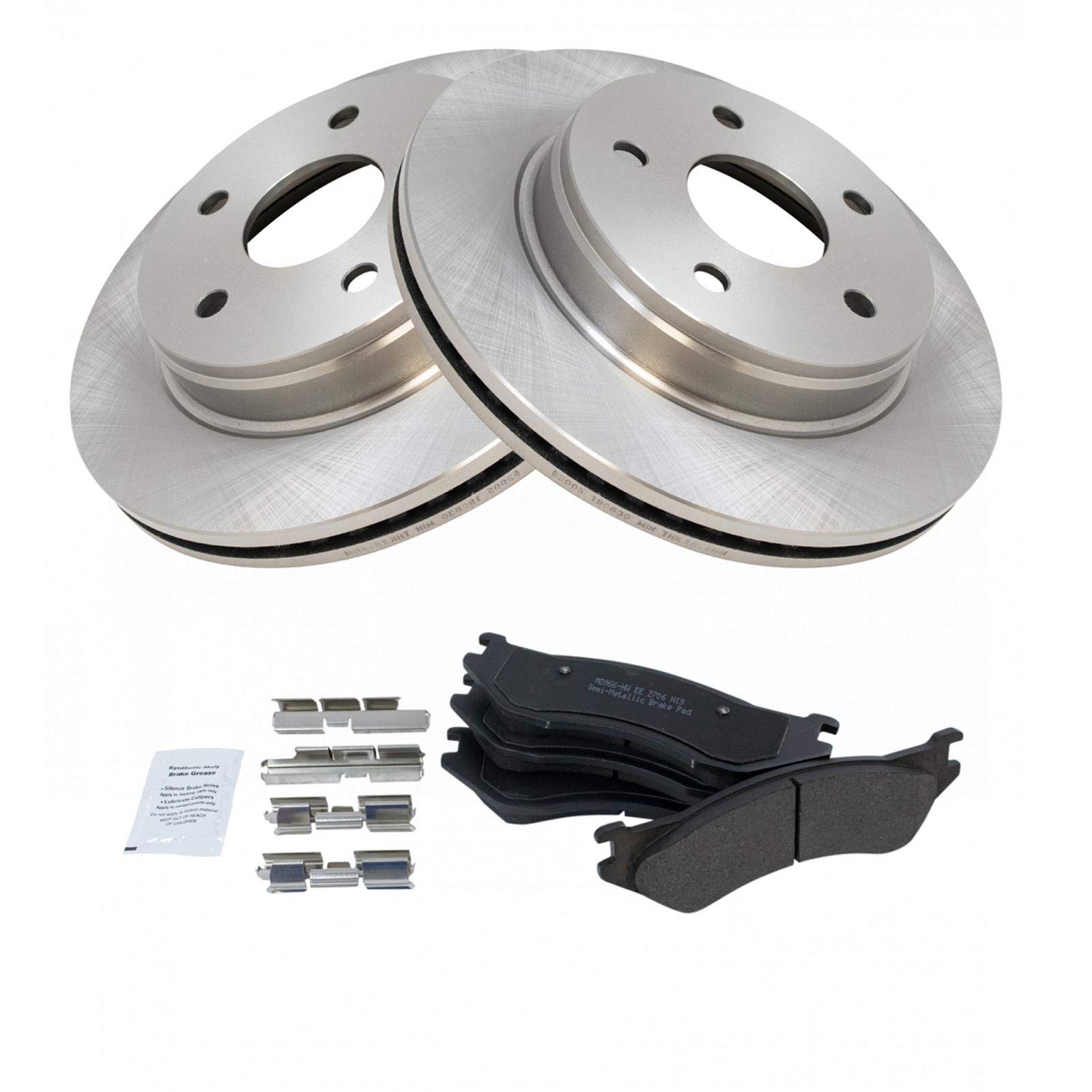 Trq Front Brake Pad & Rotor Kit Brake Pads Brake Rotor Semi-Metallic Compatible With 2004-2006 Dodge Durango 2003-2005 Ram 1500