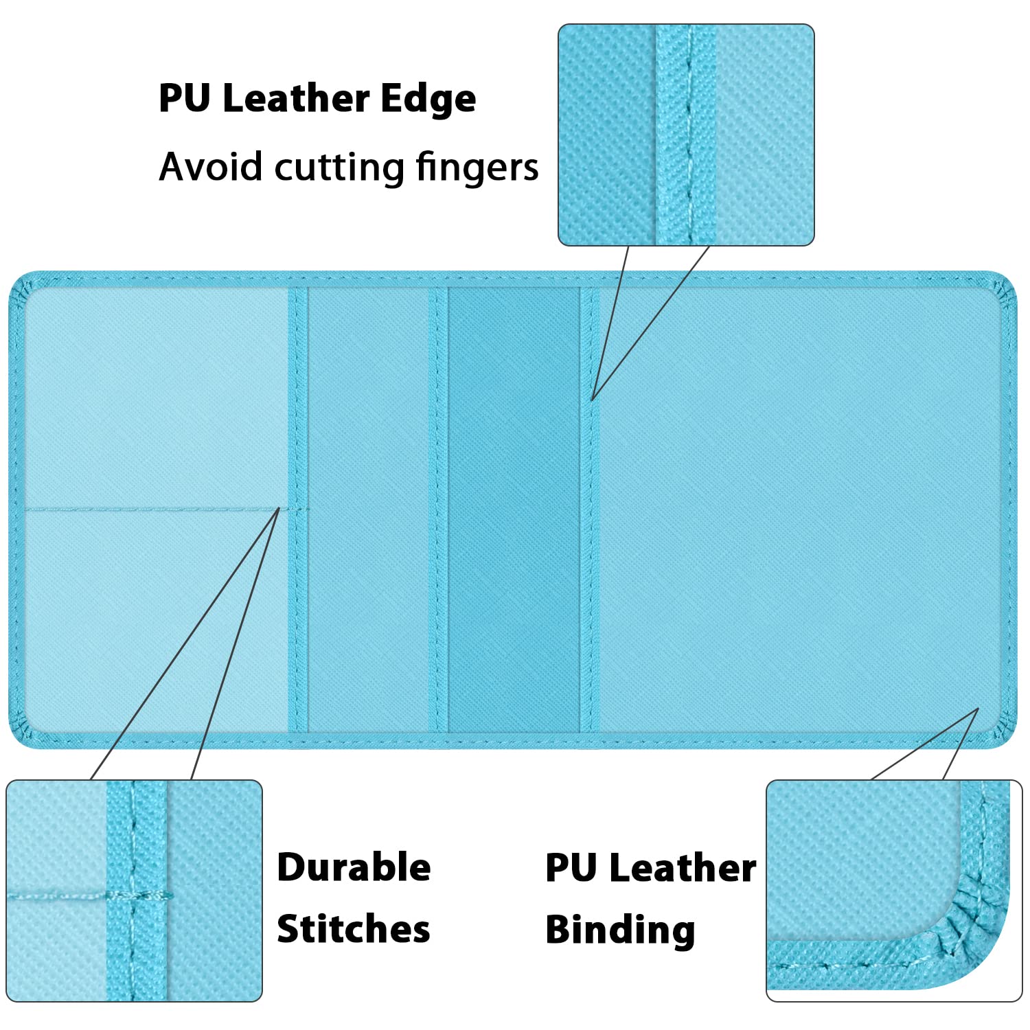 Techion Car Insurance And Registration Holder, 5.5 X 5 Inch Pu Leather Vehicle Glove Box Organizer Wallet Case For Insurance Card, Driver License, Paperwork - Mint Green