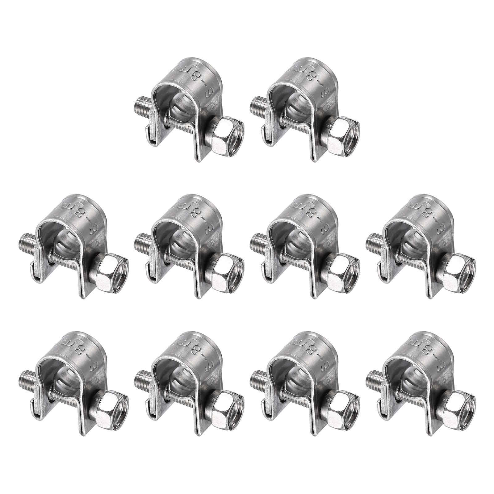 HARFINGTON 10pcs Fuel Injection Hose Clamp 6-8mm Adjustable 304 Stainless Steel Mini Gas Line Hose Clamp for Automotive Agricult