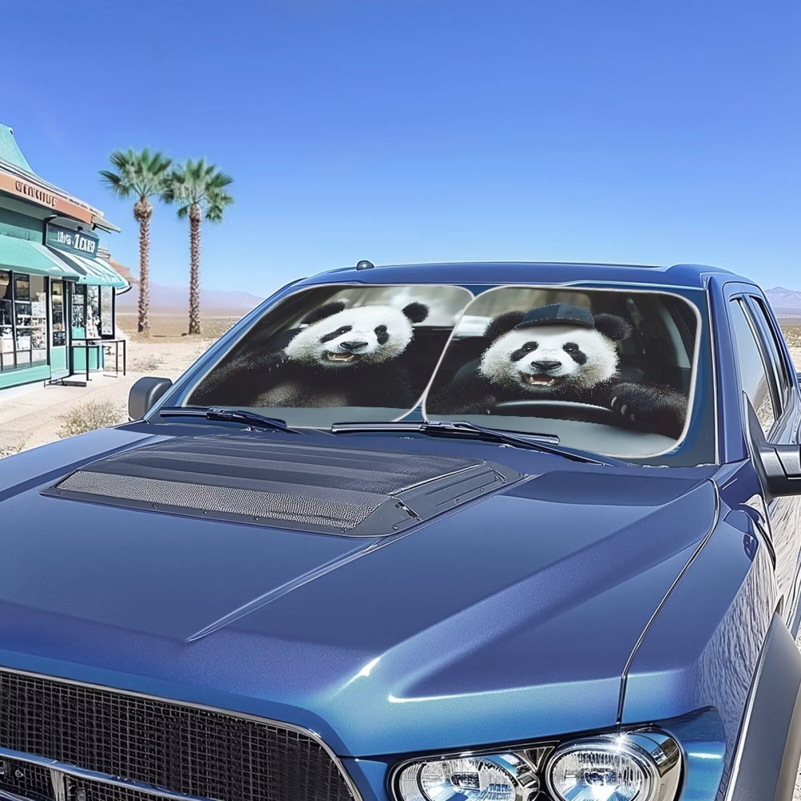 Renewold Car Windshield Sunshade Vehicle Front Window Sun Shade For Most Sedans Suv Truck Panda Animal Driving Auto Sun Blocker