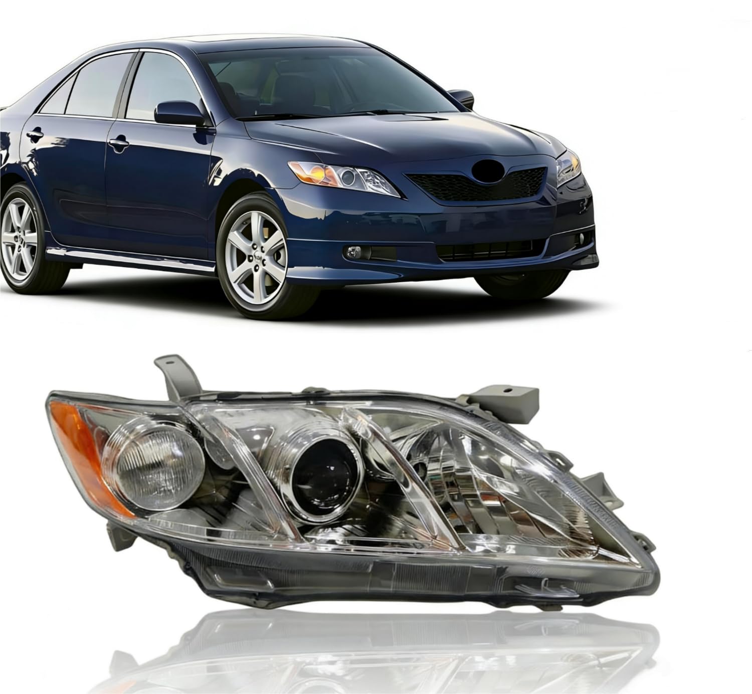 ILAMP Headlight Fit for 2007-09 Camry white Headlight Headlamp (Right Passenger) RH 81130-06202 AM-CM07A01R