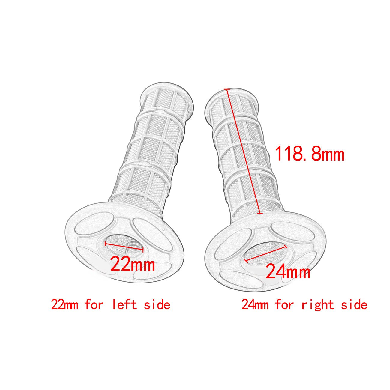 7/8'' Practical Motorcycle Hand Grips Dirt Bike Motocross Gel Handlebar 2Pc- Red