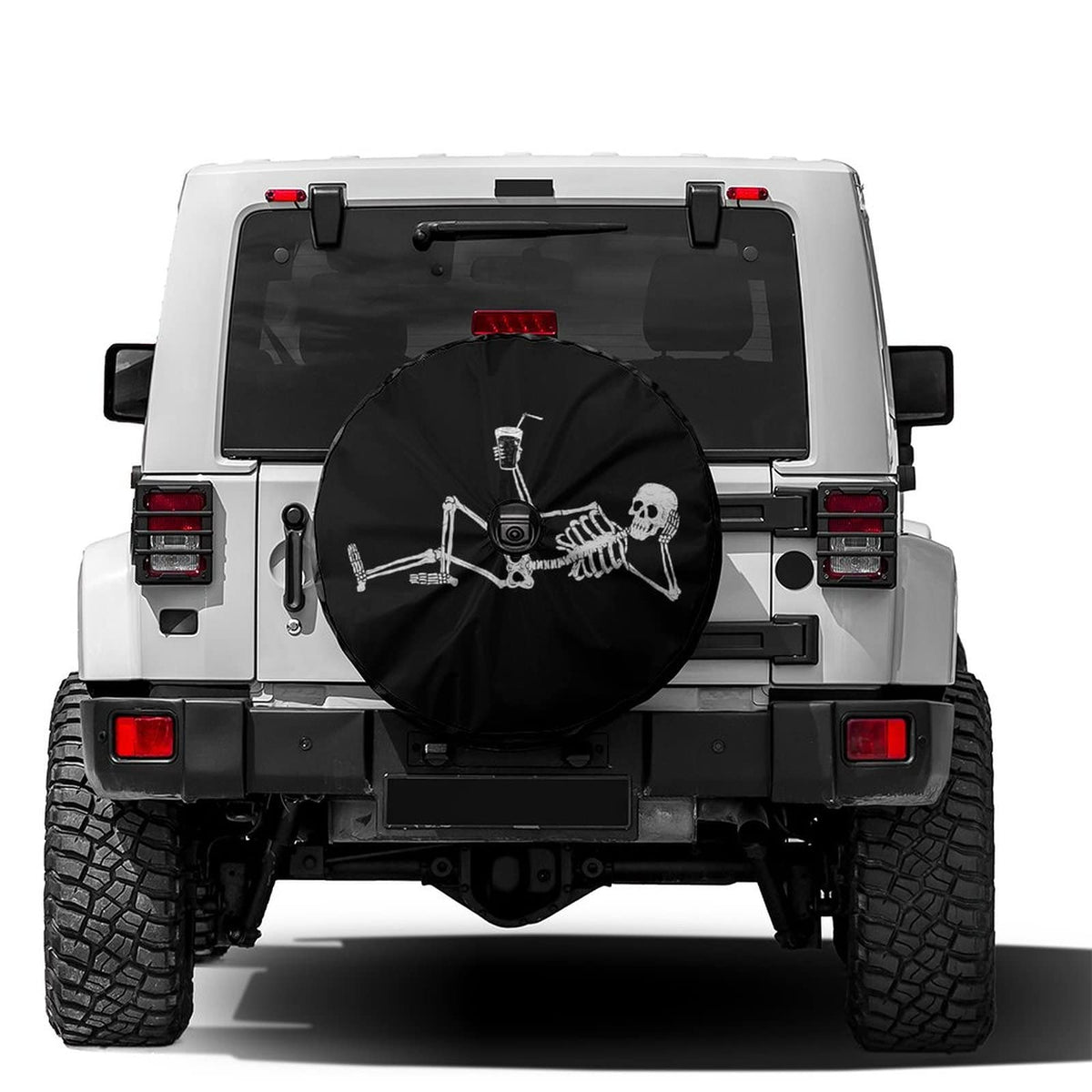 KiuLoam Funny Skeleton Human Spare Tire Cover with Backup Camera Hole Universal Sunscreen Waterproof Wheel Covers for Trailer RV
