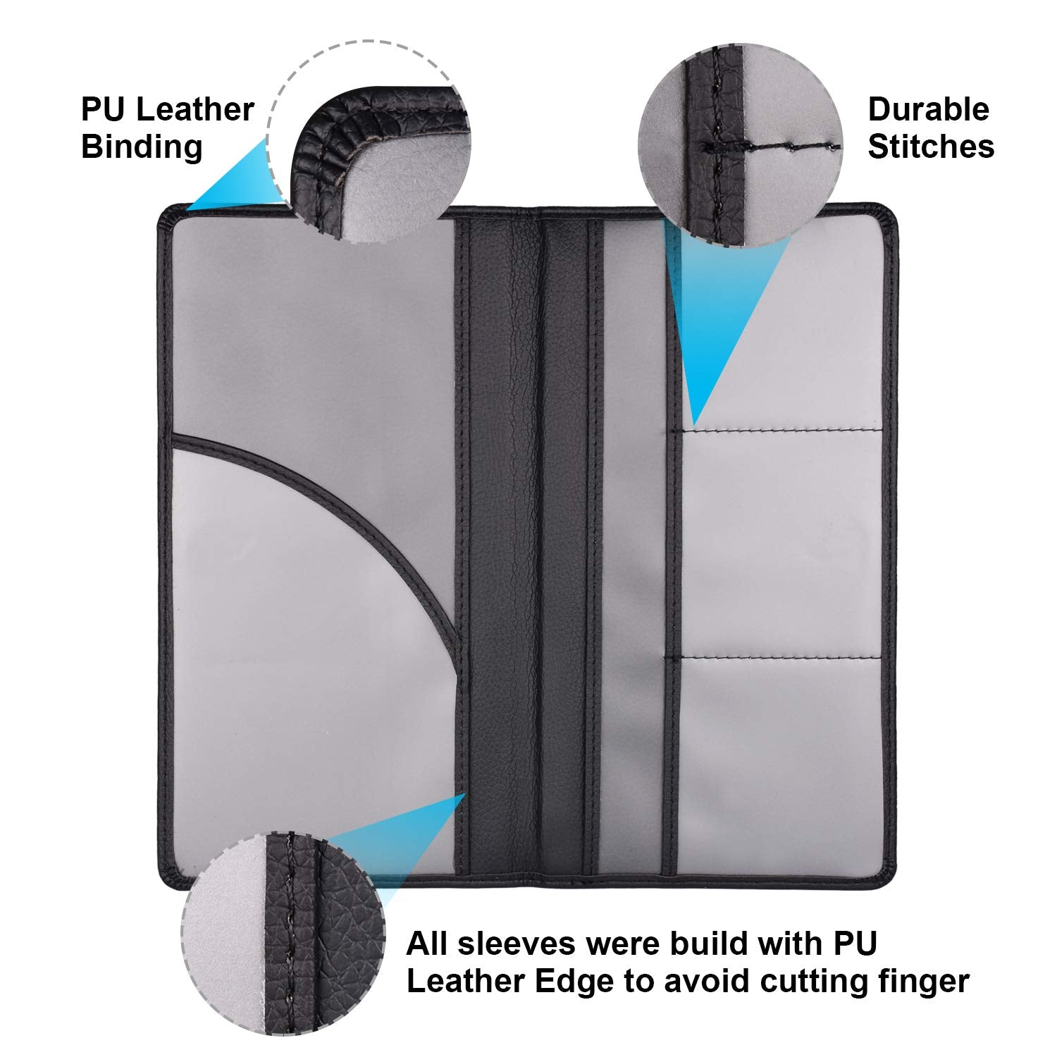 Cacturism Black Car Registration and Insurance Holder - Vehicle Glove Box Organizer with Magnetic Closure for Documents and Cards