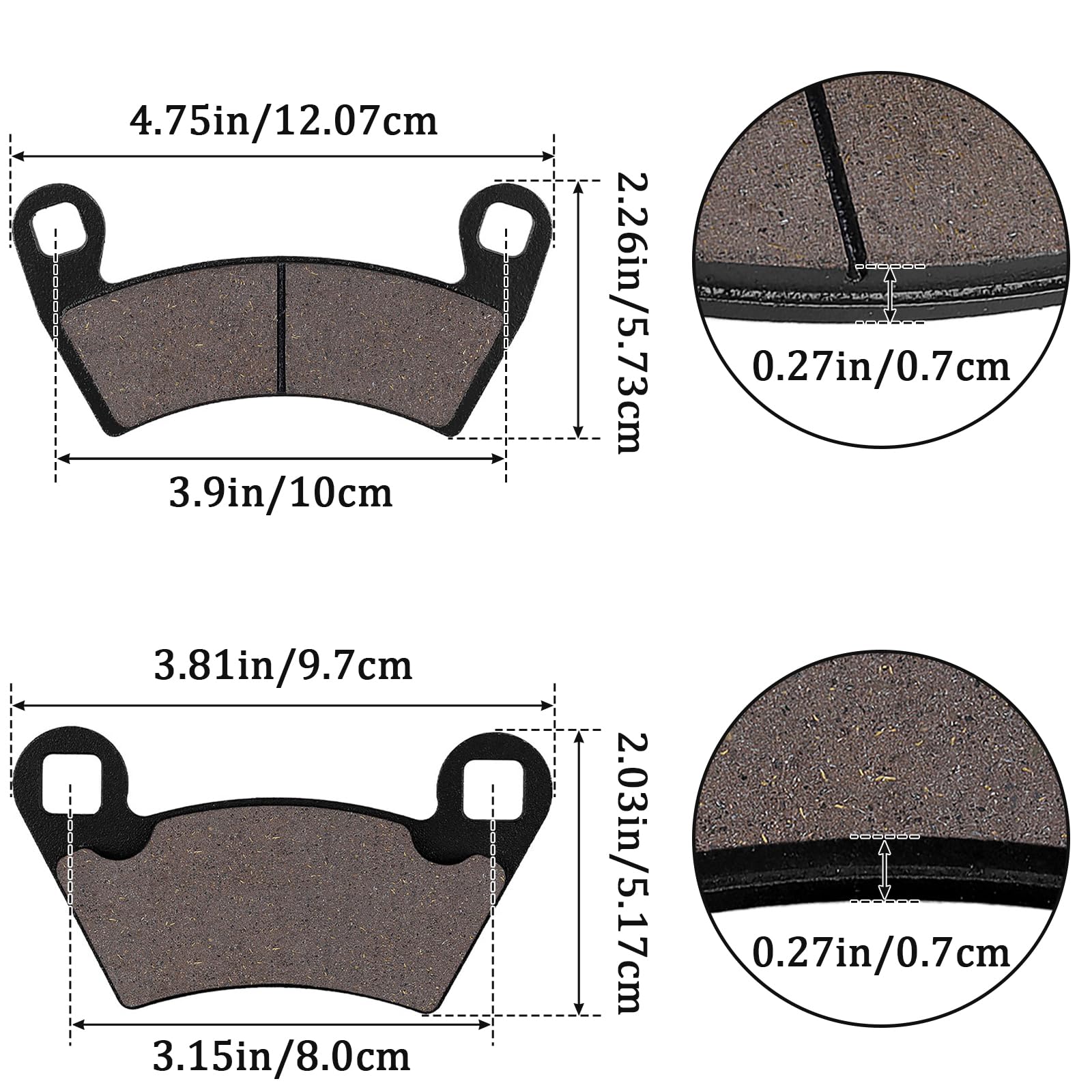 Front & Rear Brake Pads For Polaris Ranger 800 Rzr 900 Xp Ranger 900 700 570 Ranger 900 Xp Ranger 800 Xp Ranger Crew 500 Rzr 4 800 Ranger 700 Xp