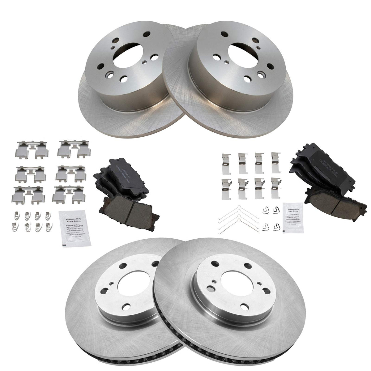 Trq Front And Rear Brake Pad & Rotor Kit Brake Pads Brake Rotor Ceramic Compatible With 2013-2018 Lexus Es300H Es350 Toyota Aval