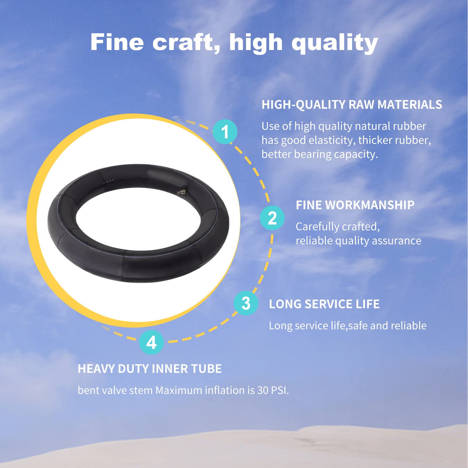 Jcklw 130/90-16 Inner Tube Tr4 Straight Valve Stem Compatible With Standard Motorcycle Tube 5.00/5.10-16(2 Pack)