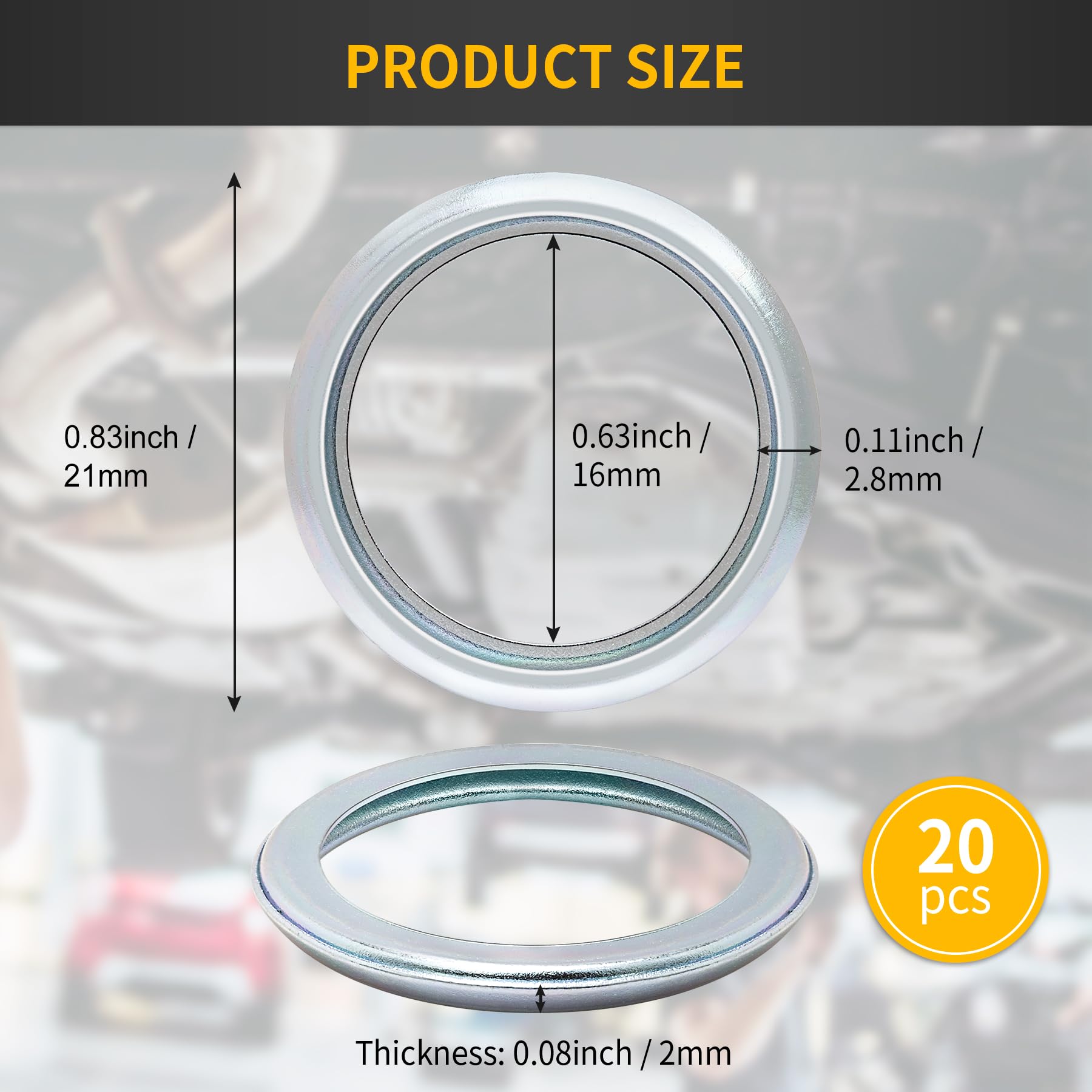 Luxlead 20 Pcs M16 Oil Drain Plug Gasket Crush Washer Compatible With Subaru Outback Legacy Impreza Forester Brz Xv Crosstrek, R