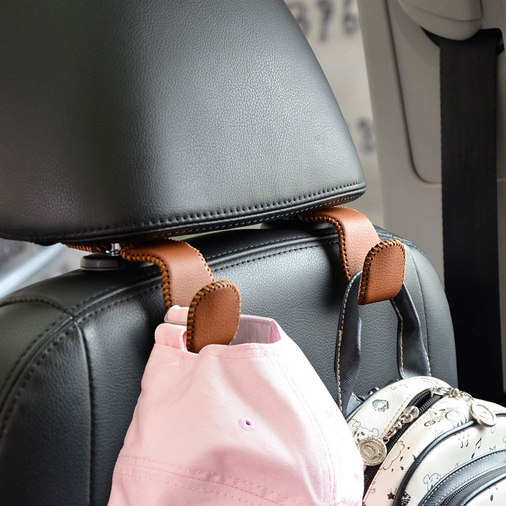 Car Hooks Universal Car Vehicle Back Seat Headrest Hanger Holder Hook Microfiber Leather & Stainless Steel For Bag Purse Cloth D