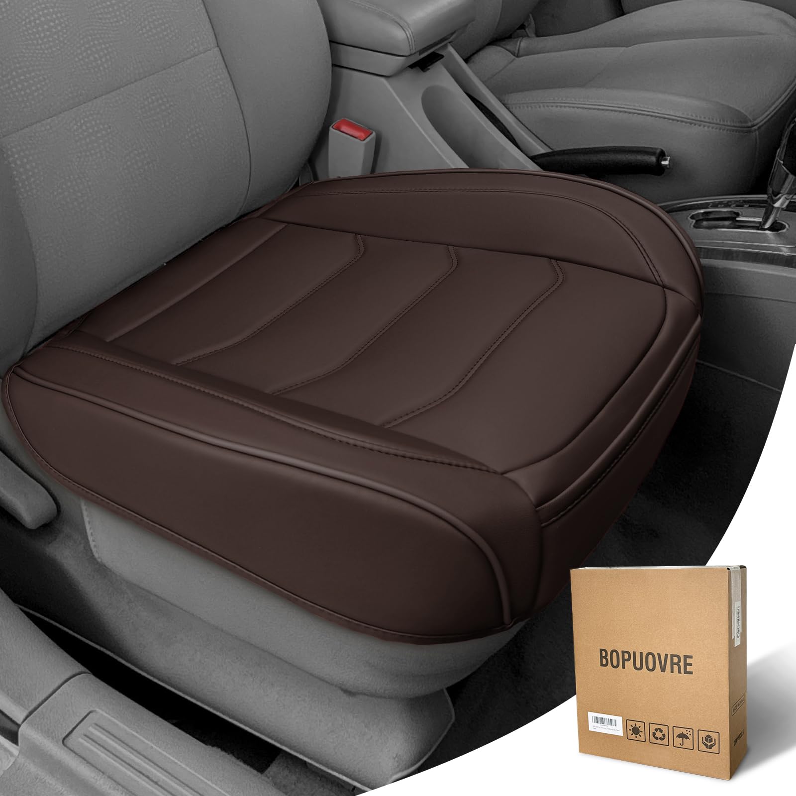 Bopuovre Car Seat Cover For Luxury & Comfort - Pu Leather, Anti-Slip, Full Wrap Protection With Storage Pocket For Bottom Cushio