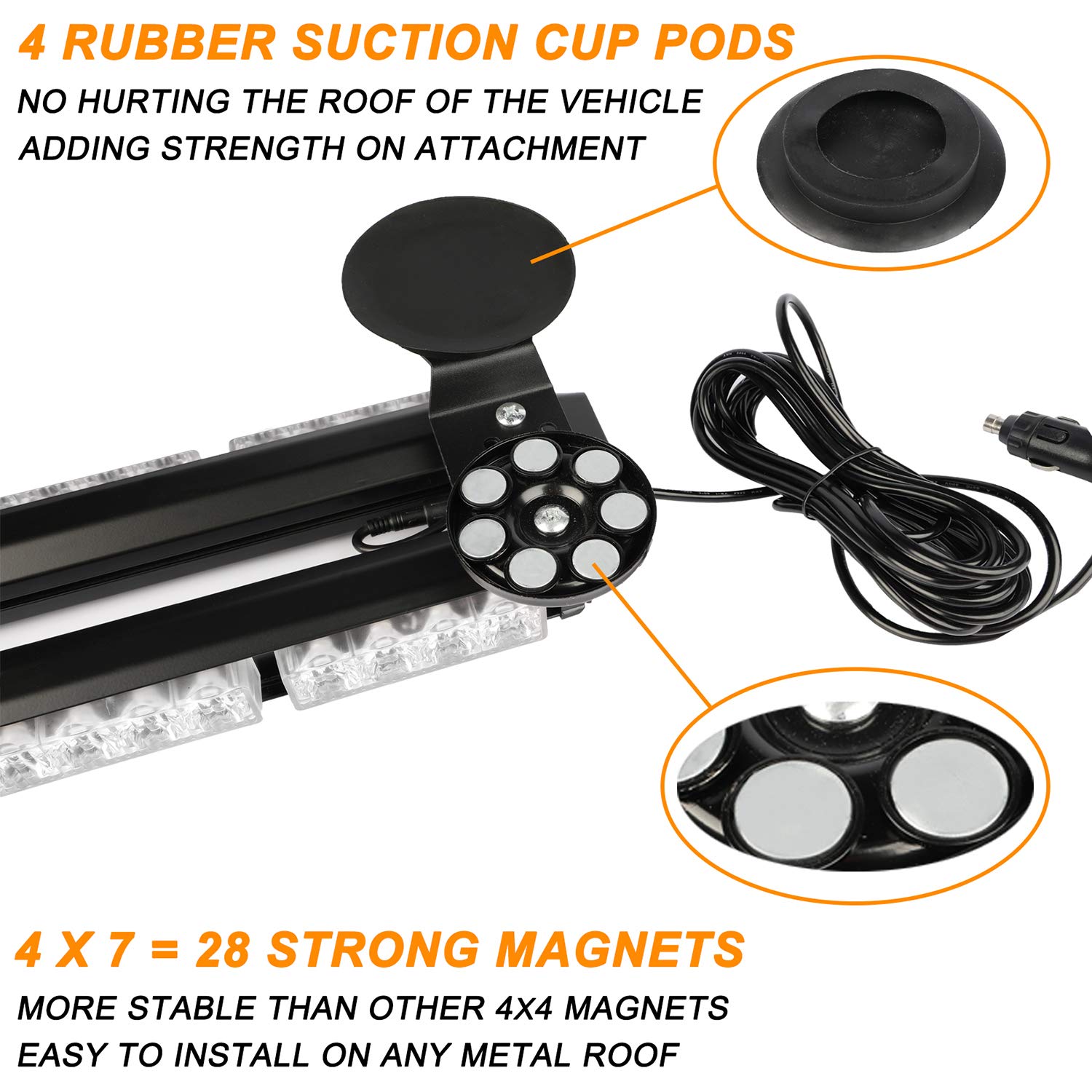 Aspl 29.5 '' 54 Led Strobe Light Bar Double Side Flashing High Intensity Emergency Warning Flash Strobe Light With Magnetic Base