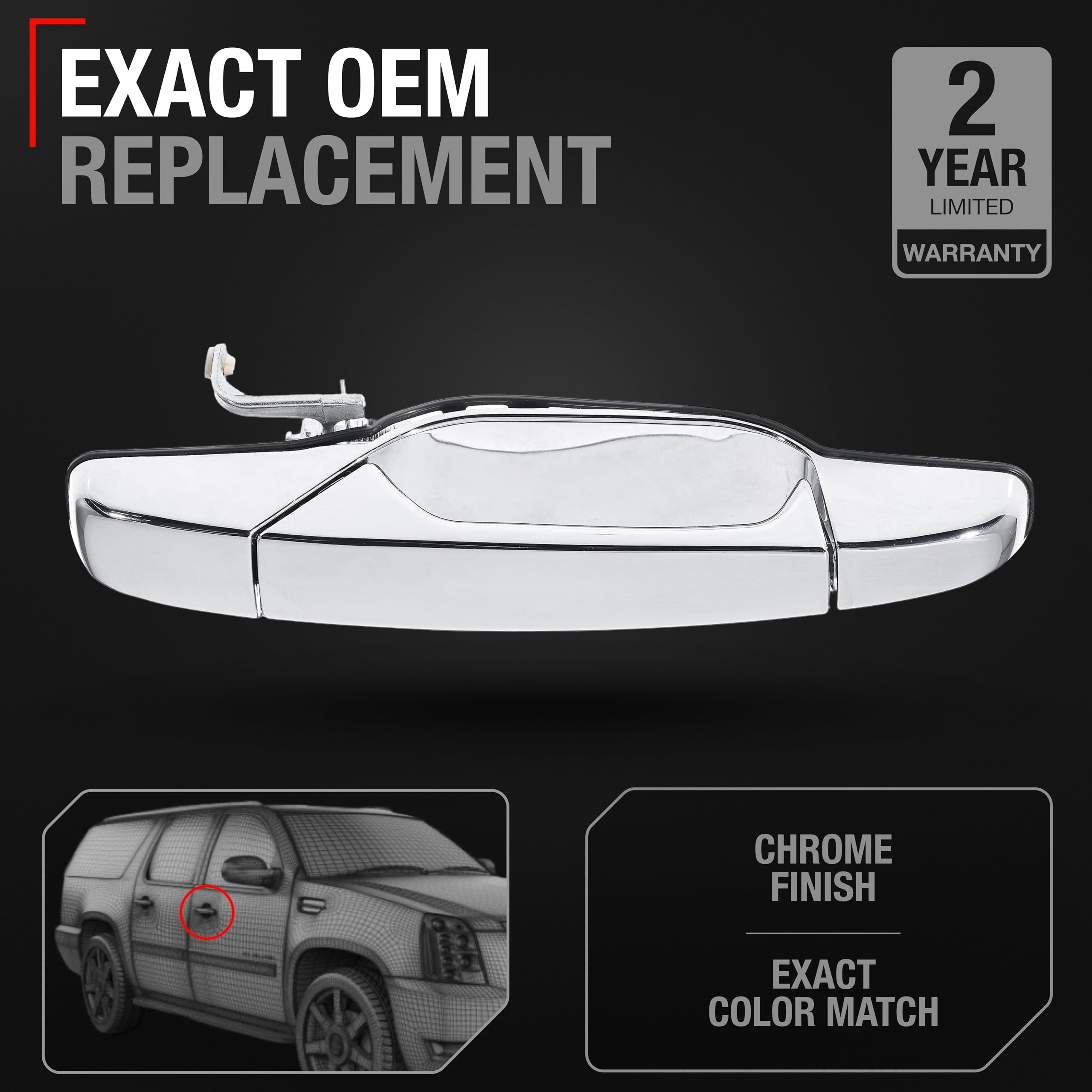 Exterior Front Passenger Door Handle - Compatible With 2007-2013 Chevrolet Avalanche, 07-14 Silverado 1500, 2500, 3500, Suburban