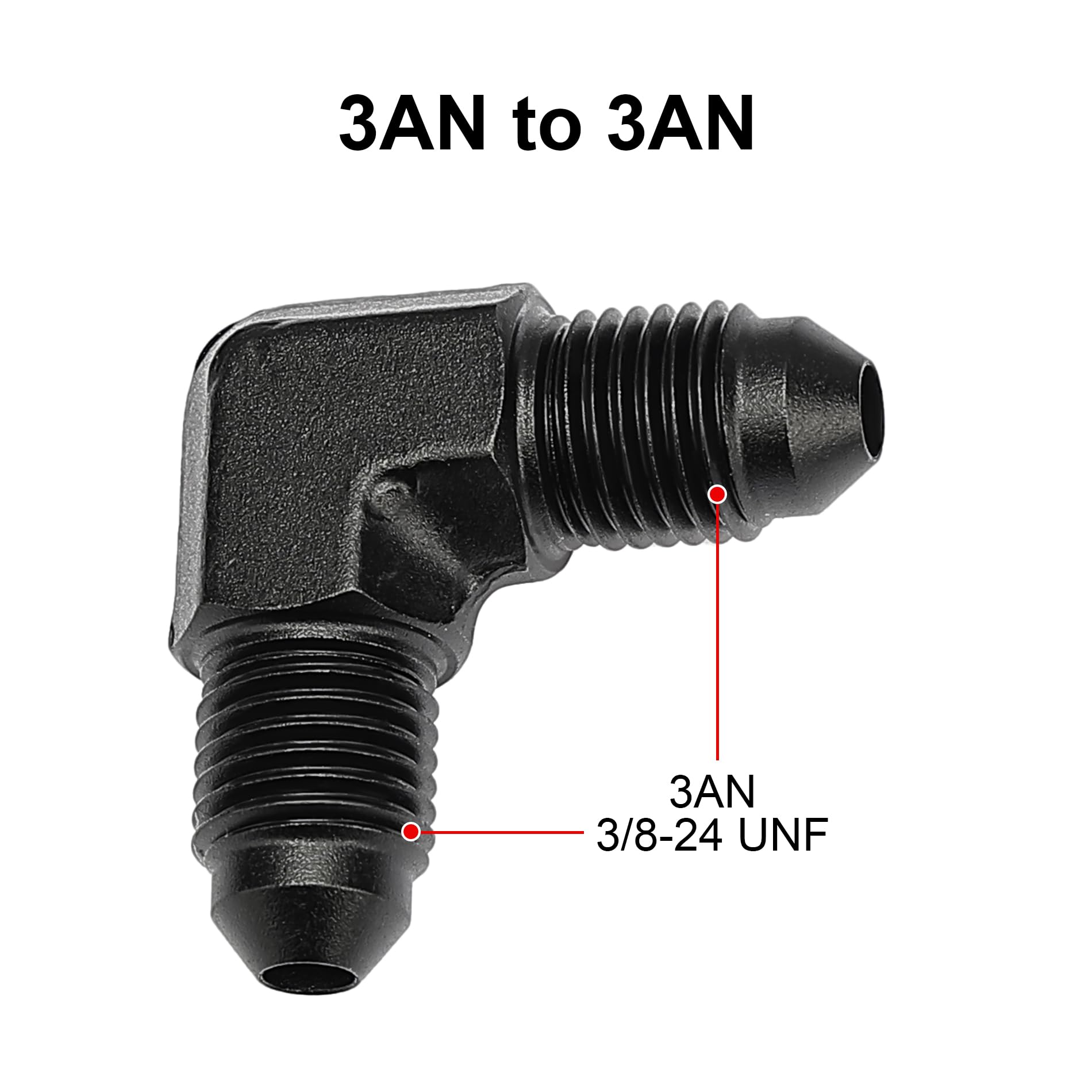 EVIL ENERGY 3AN Male to Male Flare 90 Degree Union Coupler Fitting Coupling Aluminum Black