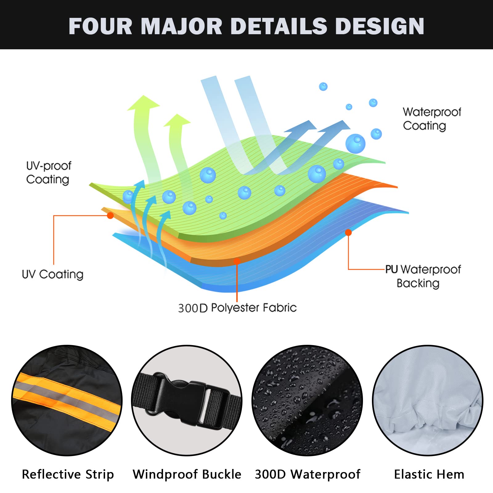 CoukouCover ATV Cover, Waterproof Outdoor Heavy Duty 4 Wheel Cover All Weather Outdoor Storage Quad Cover with Reflective Stripe