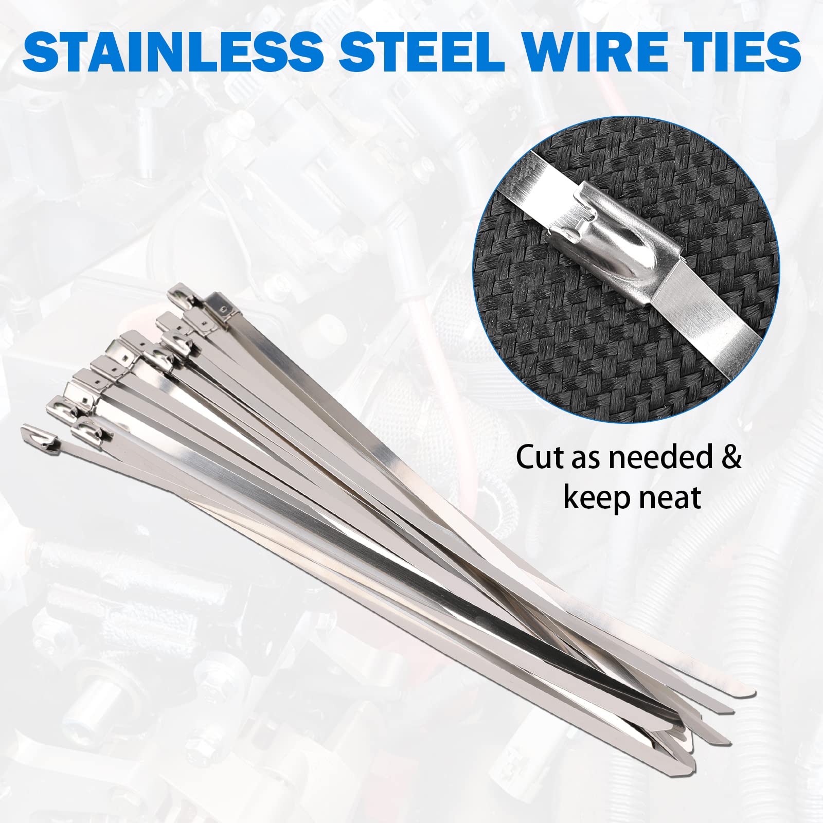 8Pcs Spark Plug Wire Boots Protector Sleeve Heat Shield Cover With 16Pcs Stainless Steel Wire Ties Kit 2500 Degree Spark Plug Wi