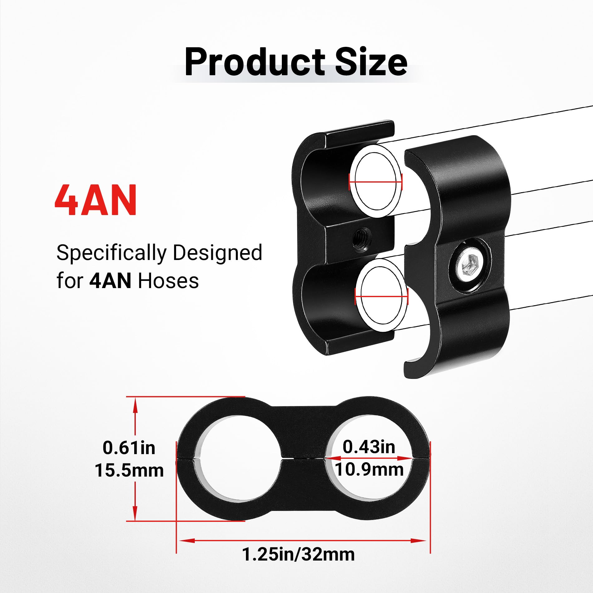 EVIL ENERGY Hose Separator Clamp,Fuel Line Mounting Clamp Aluminum Black (6, AN4)